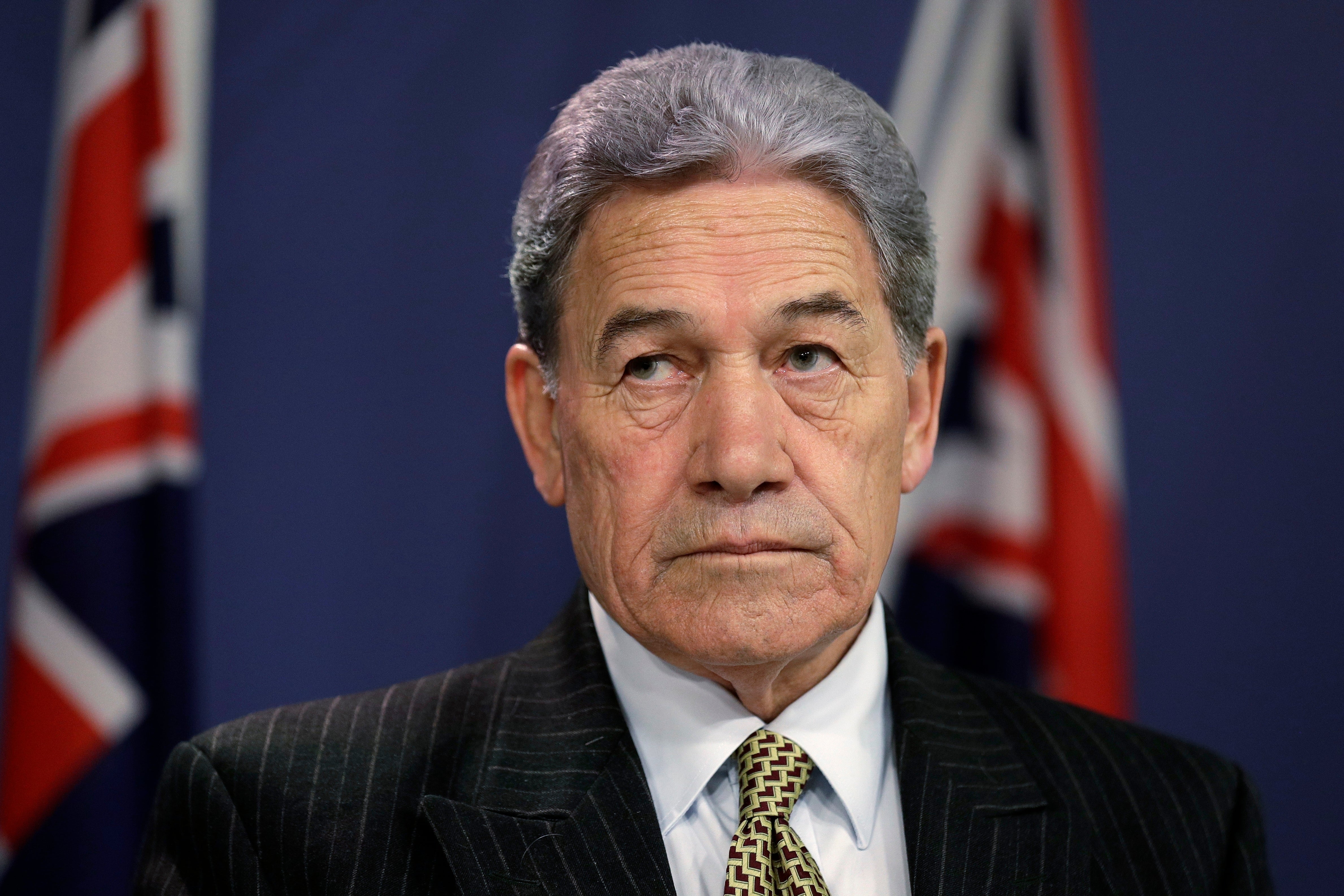 New Zealand Foreign Minister Winston Peters listens during a press conference in Sydney, Australia