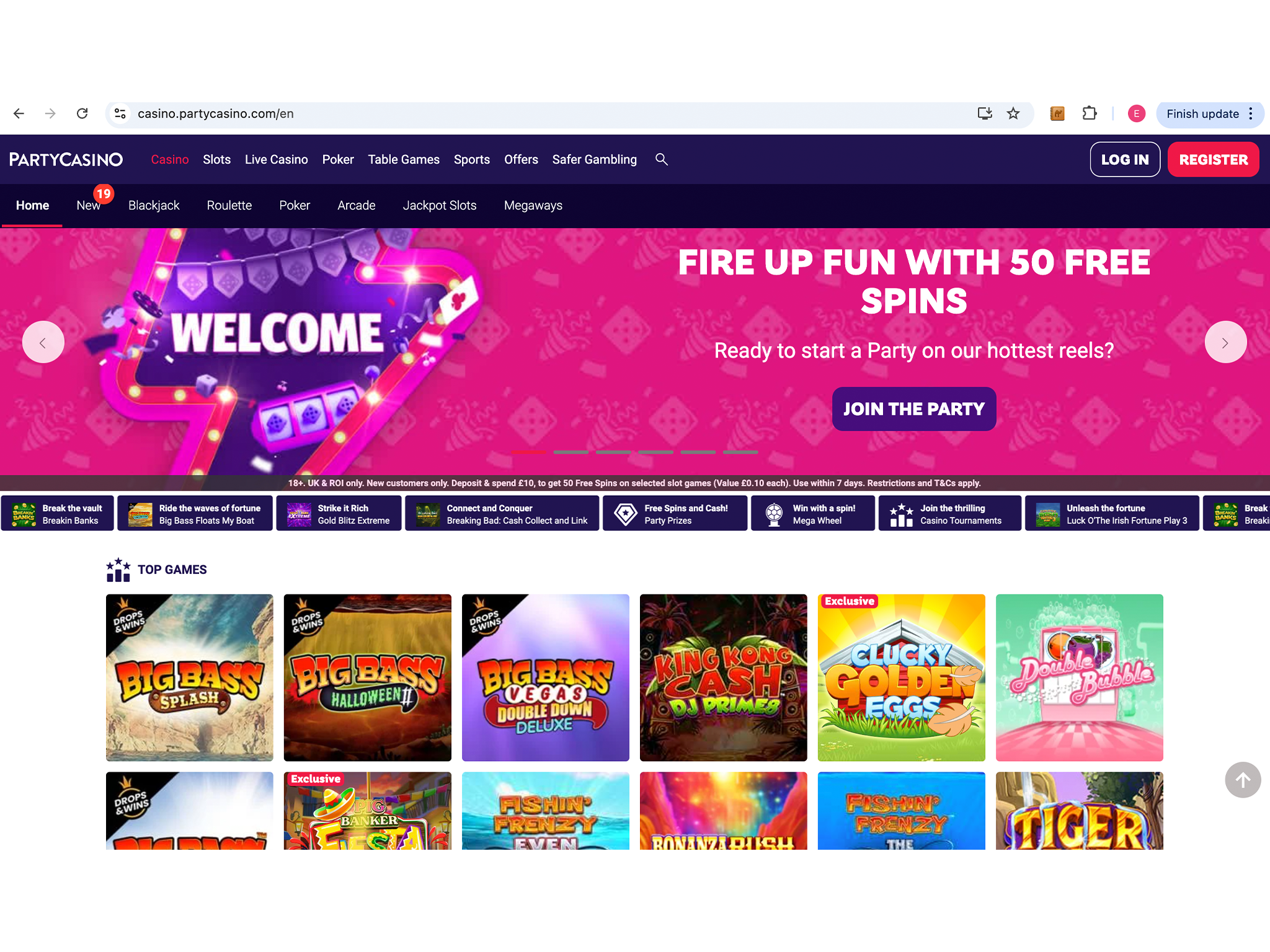 PartyCasino has a compelling welcome bonus