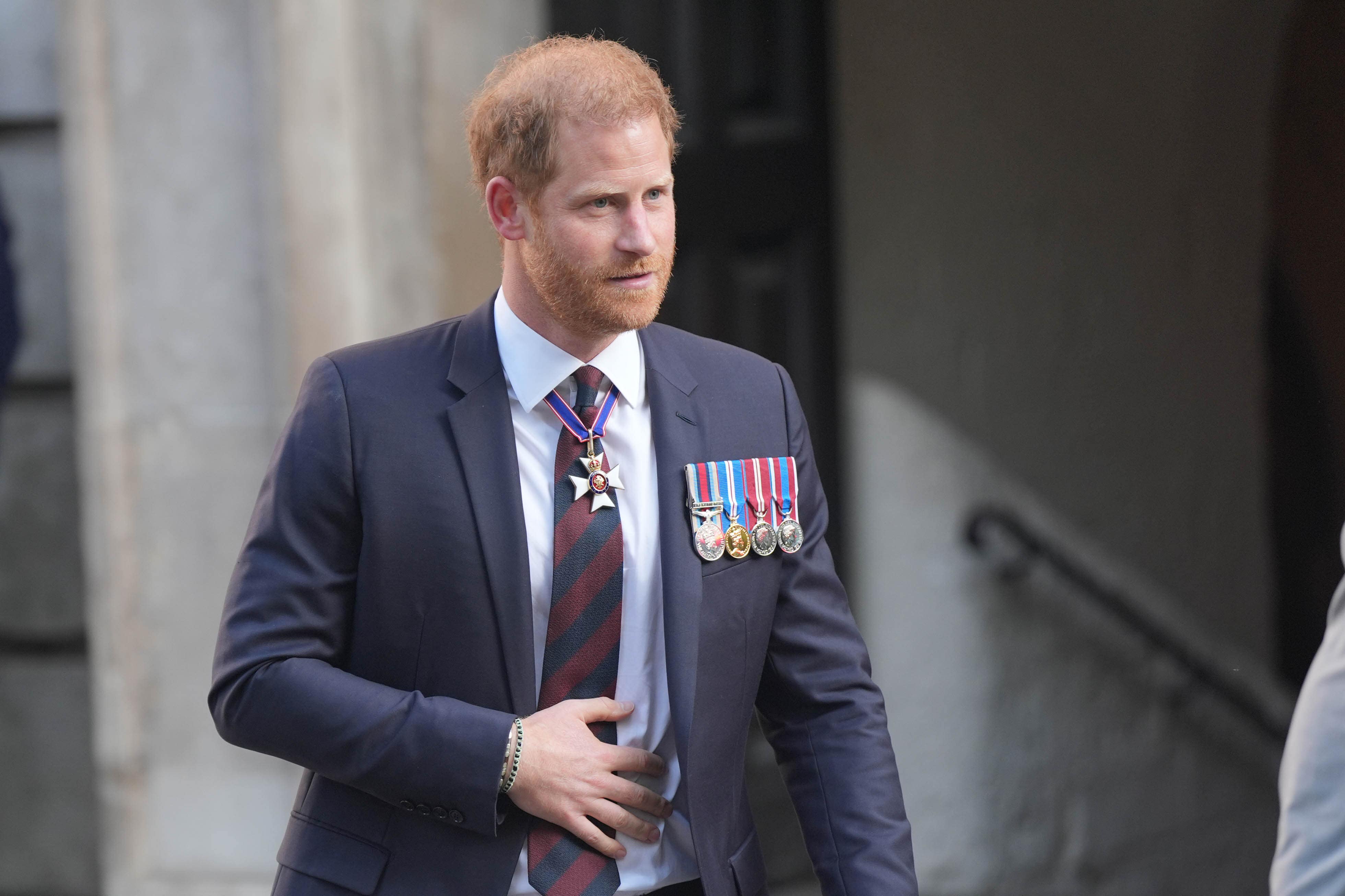 The Duke of Sussex leaves St Paul’s Cathedral in London after attending a service of thanksgiving to mark the 10th anniversary of the Invictus Games. Picture date: Wednesday May 8, 2024.