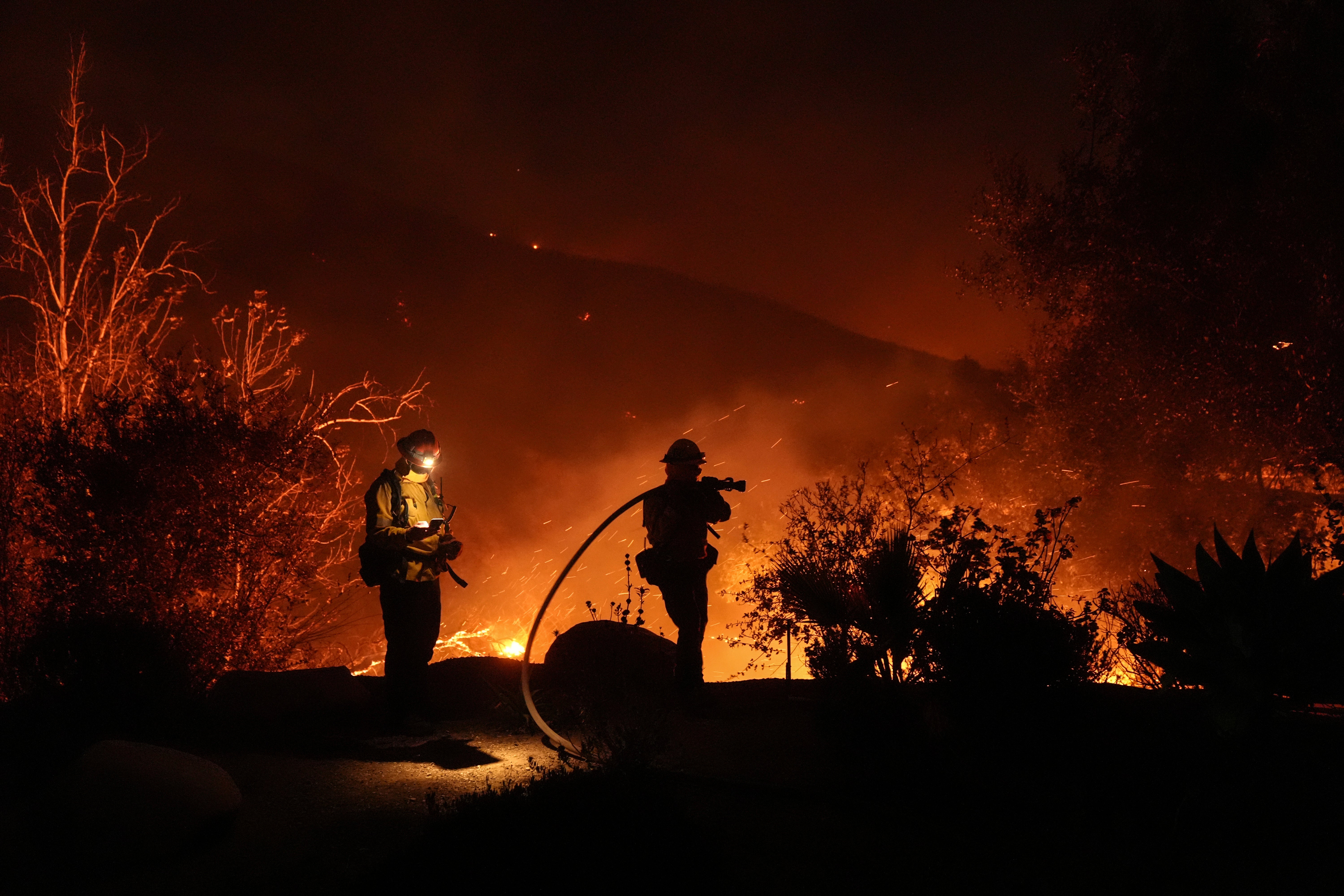 Firefighters battle the Franklin Fire in Malibu, California