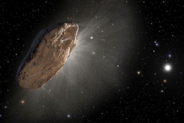 <p>Artist’s depiction of interstellar comet Oumuamua</p>