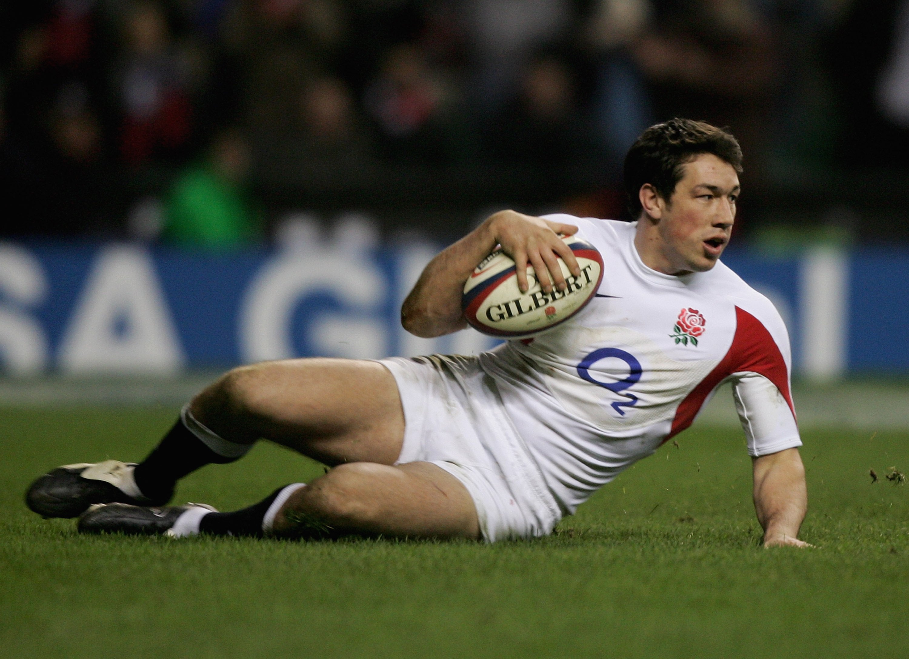 Tom Voyce crosses the line to score a try during the RBS Six Nations Championship match between England and Wales