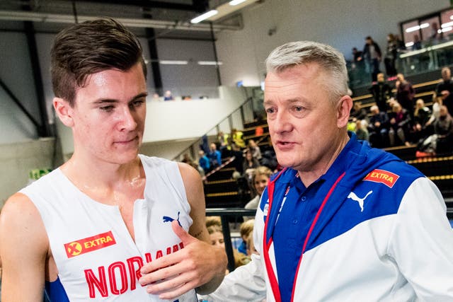 <p>Jakob Ingebrigtsen (left) is set to testify at the trial of his father, Gjert</p>