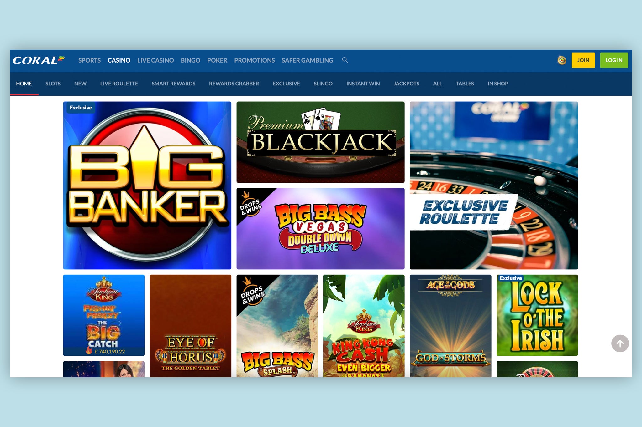 There’s over 50 different games to choose from when placing your qualifying stake on Coral Casino