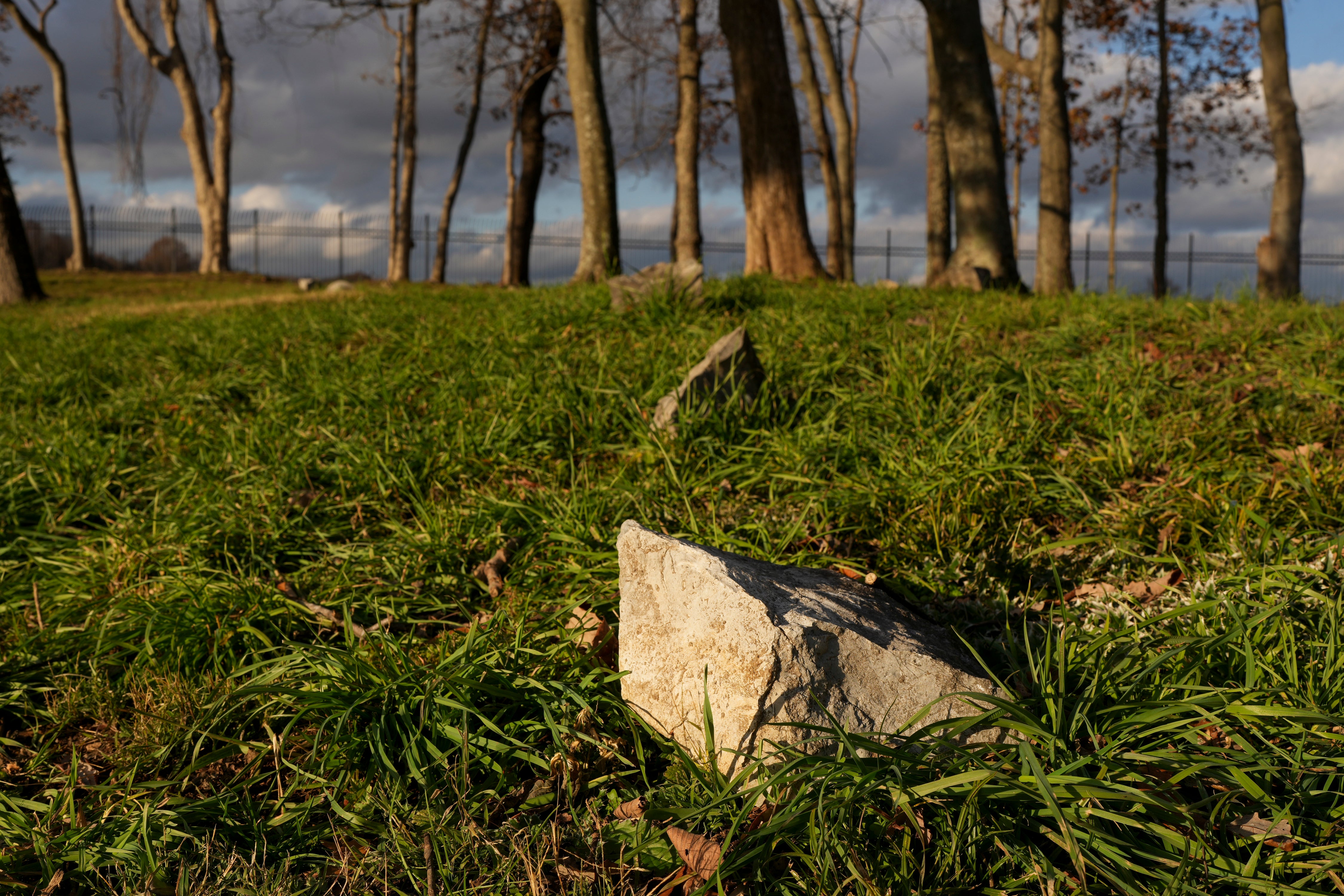 Grave markers are seen in a slave cemetery