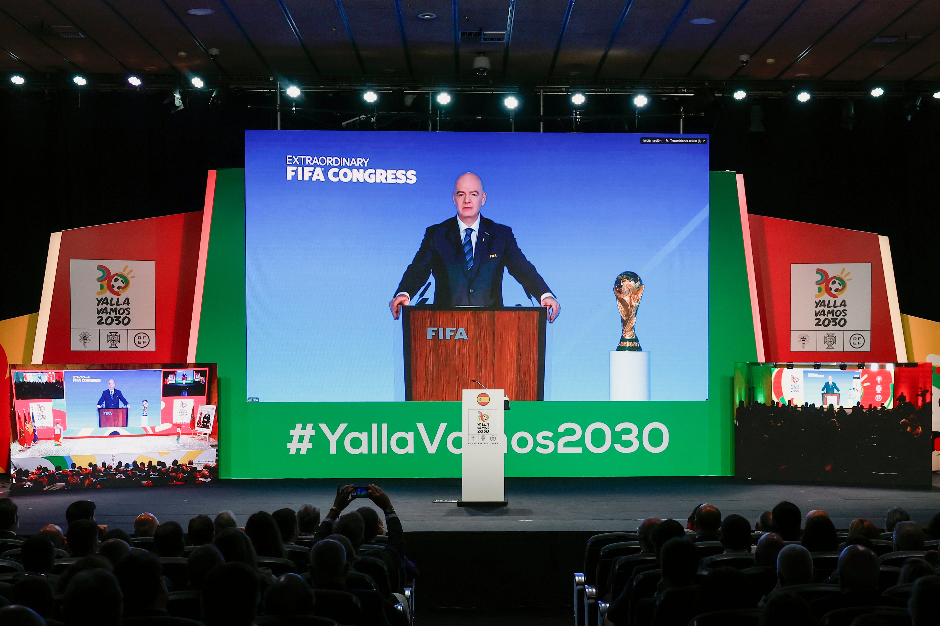 Infantino’s speech was beamed around the world