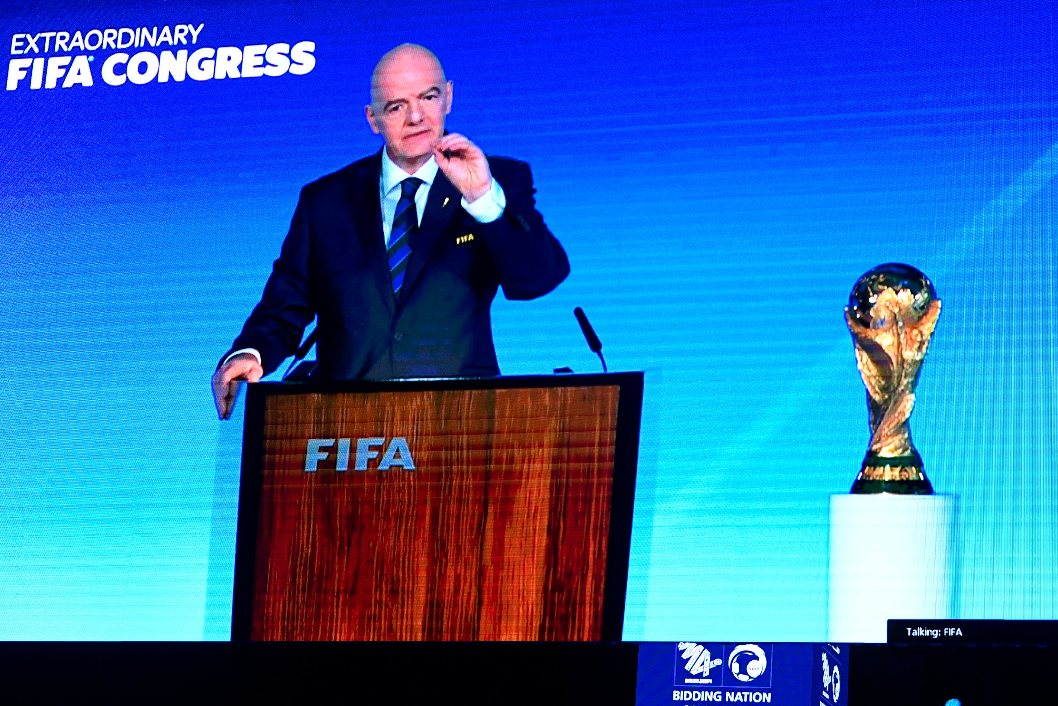 Fifa president Gianni Infantino confirmed the hosts of the 2030 and 2034 World Cups