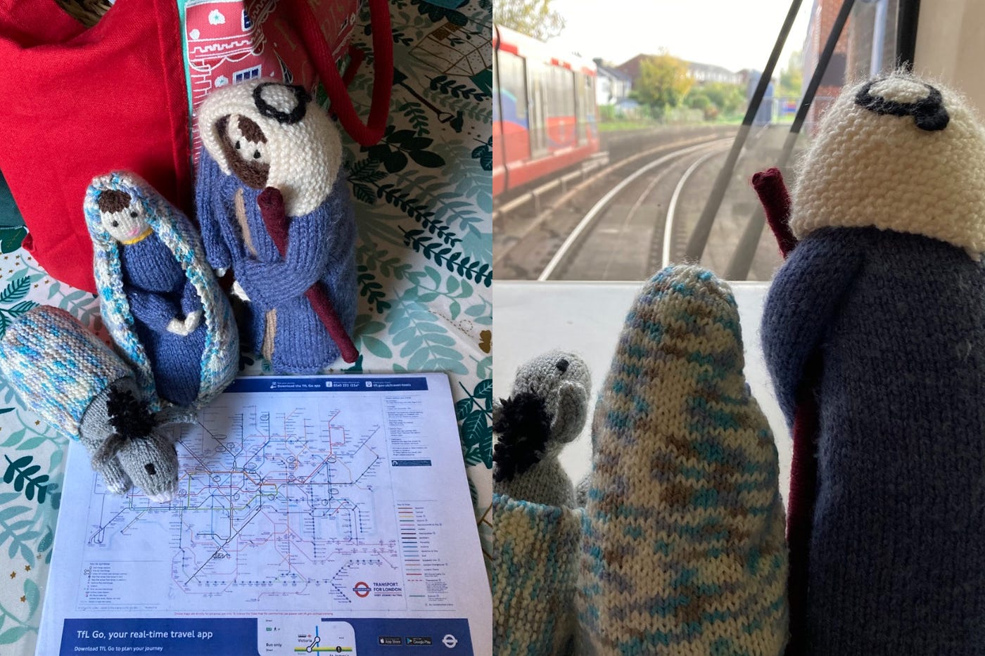 The knitted Nativity figures have travelled to several stations (Christ Church, Southgate/PA)
