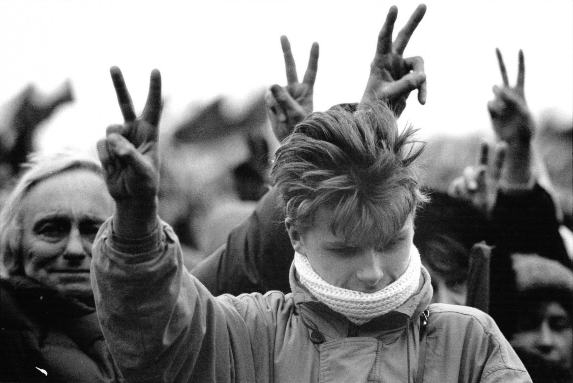 Peaceful protesters in Prague