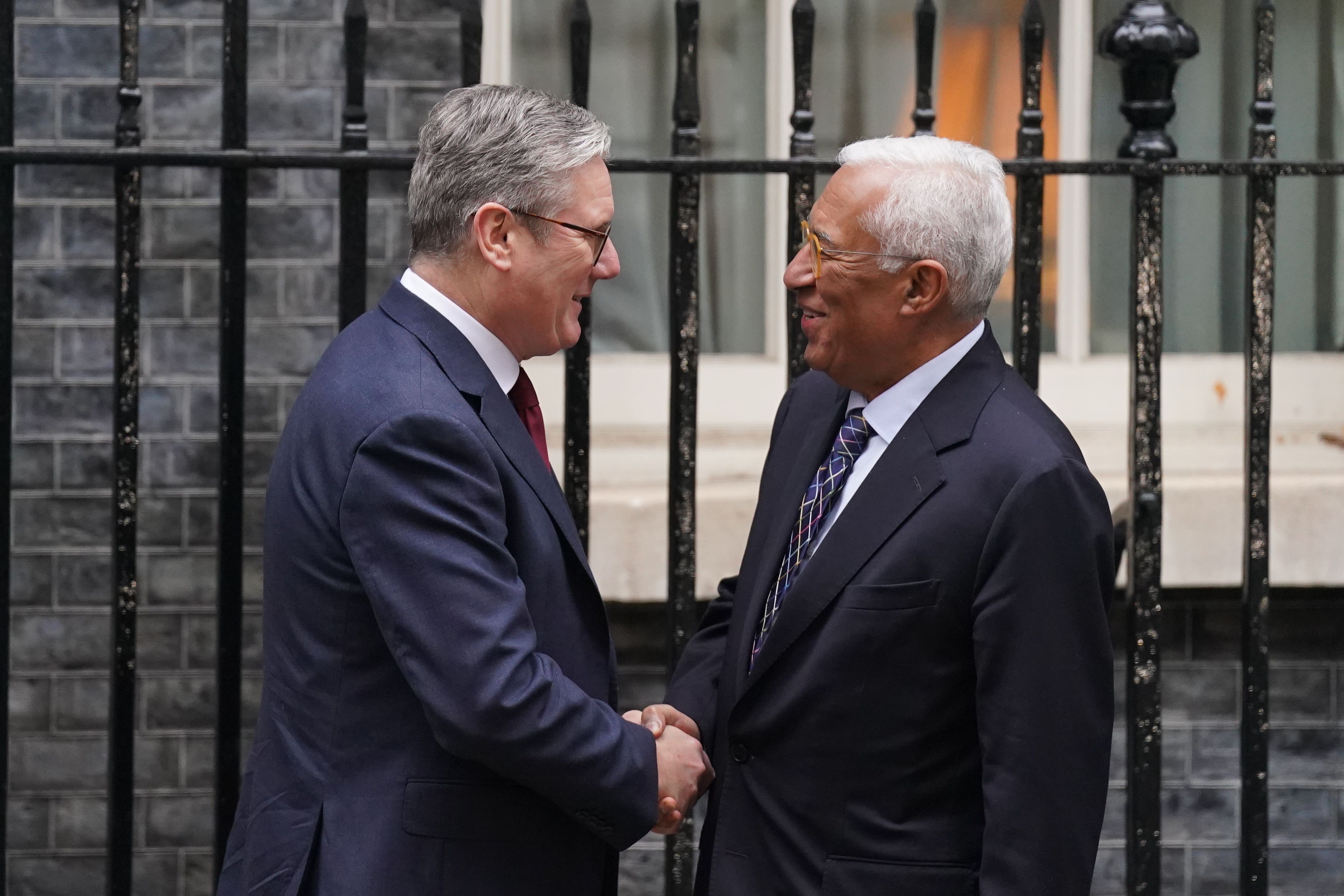 Sir Keir Starmer will attend a meeting of EU leaders next year, after welcoming European Council president Antonio Costa to Downing Street (Stefan Rousseau/PA)