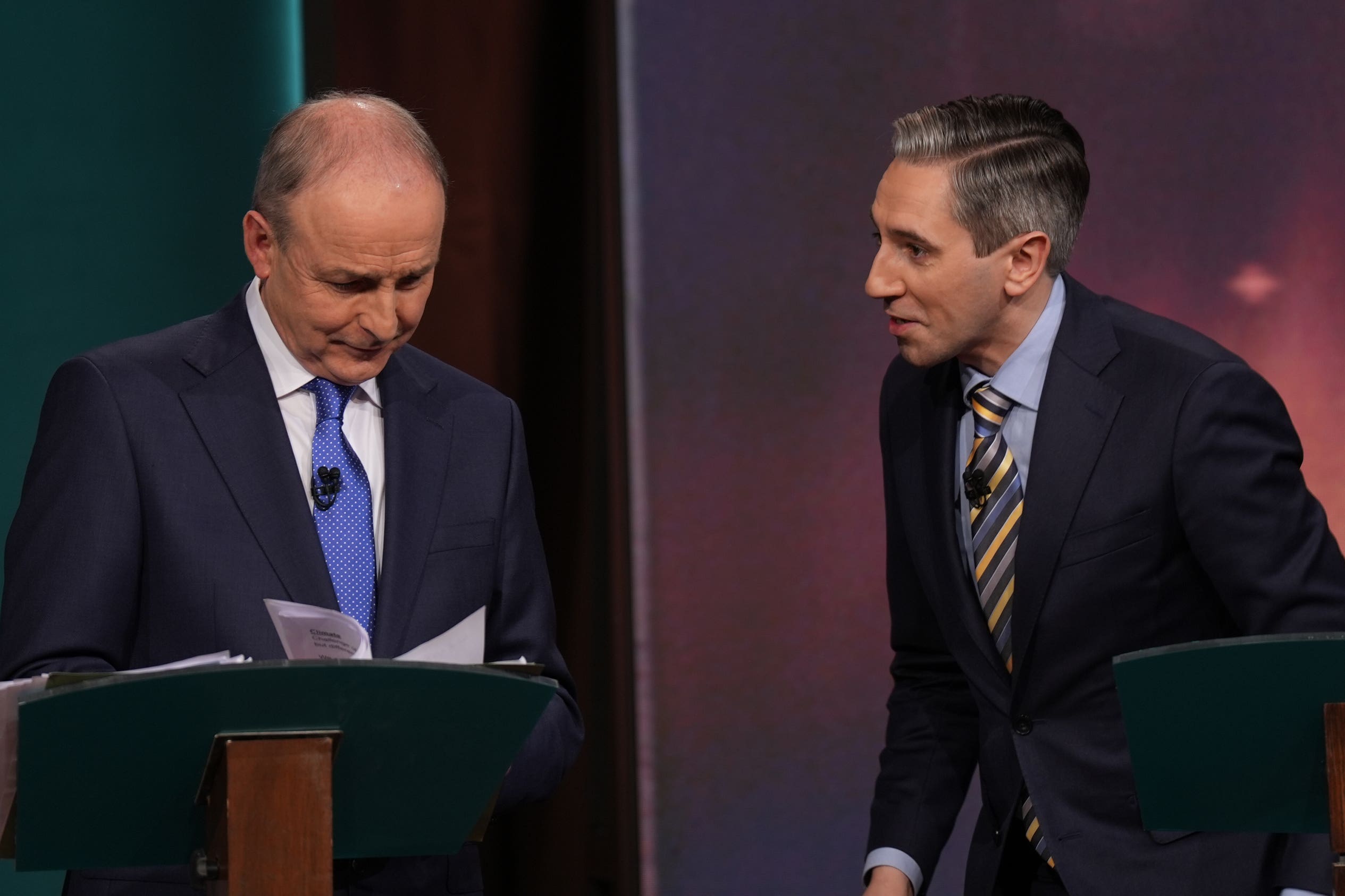 Tanaiste and leader of Fianna Fail, Micheal Martin and Taoiseach and leader of Fine Gael Simon Harris (PA)