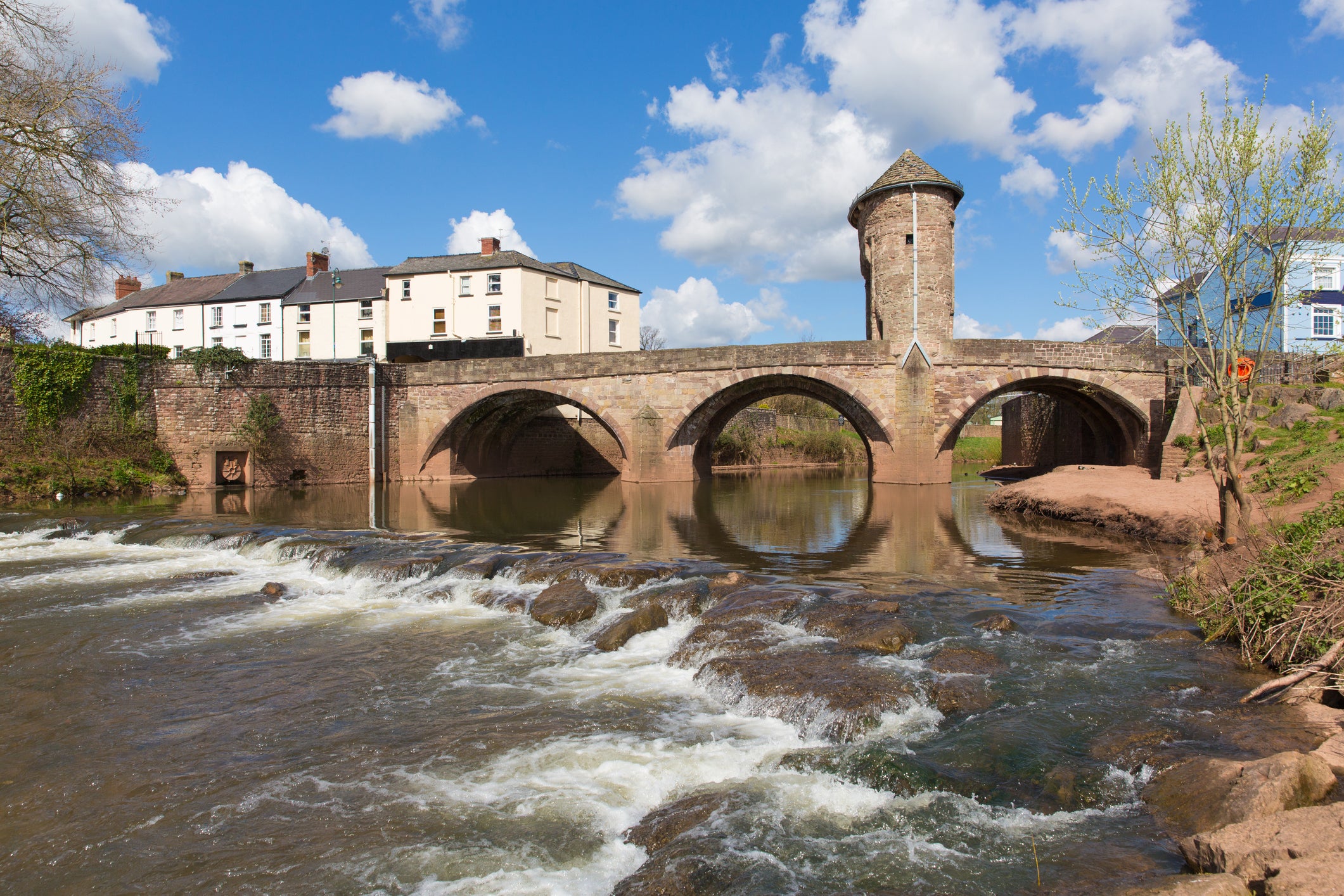 Monnow Bridge, a medieval fortified river bridge and tourist attraction in Monmouth