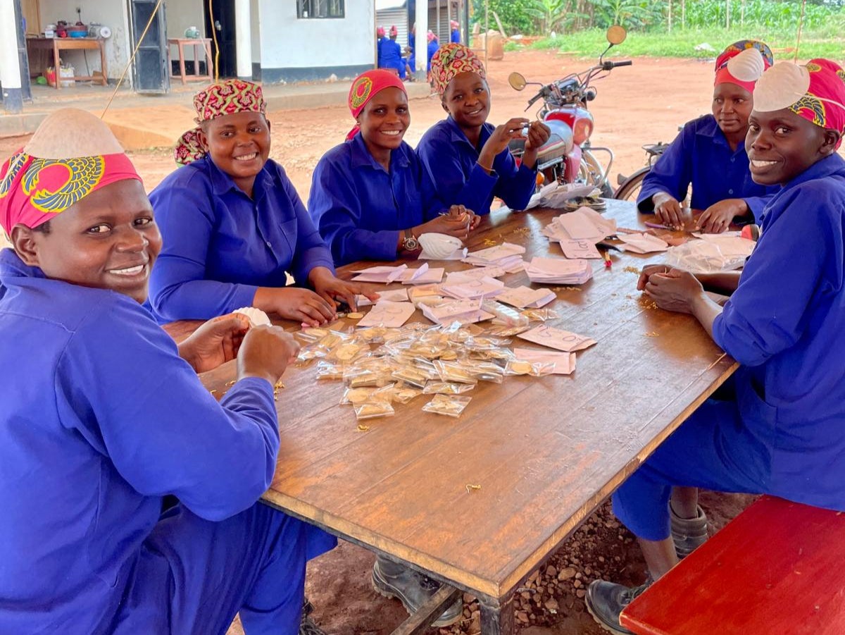 The Zena women sorting jewellery at the company’s headquarters just outside the town of Kamuli