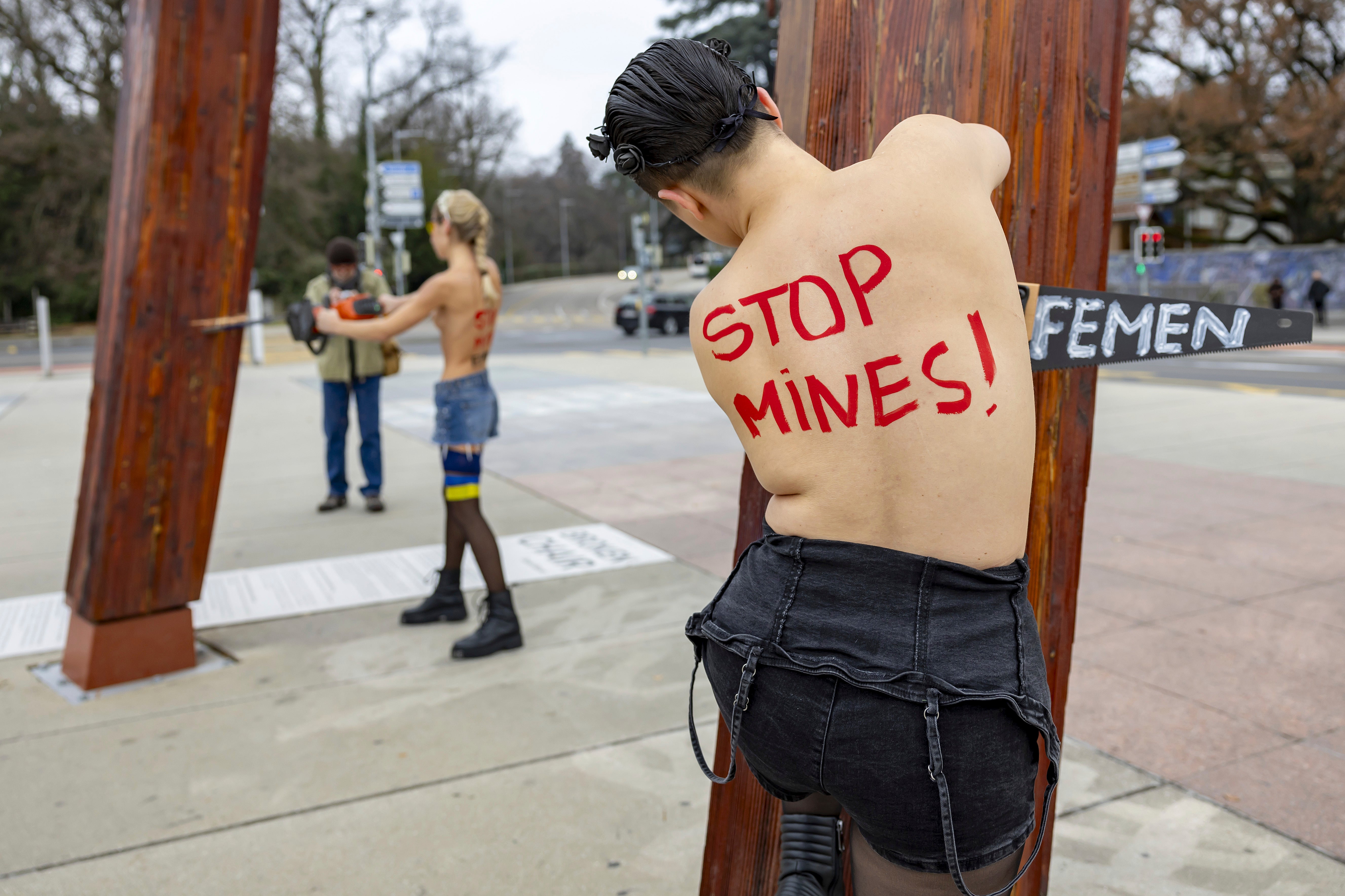 Switzerland Topless Protesters Russia