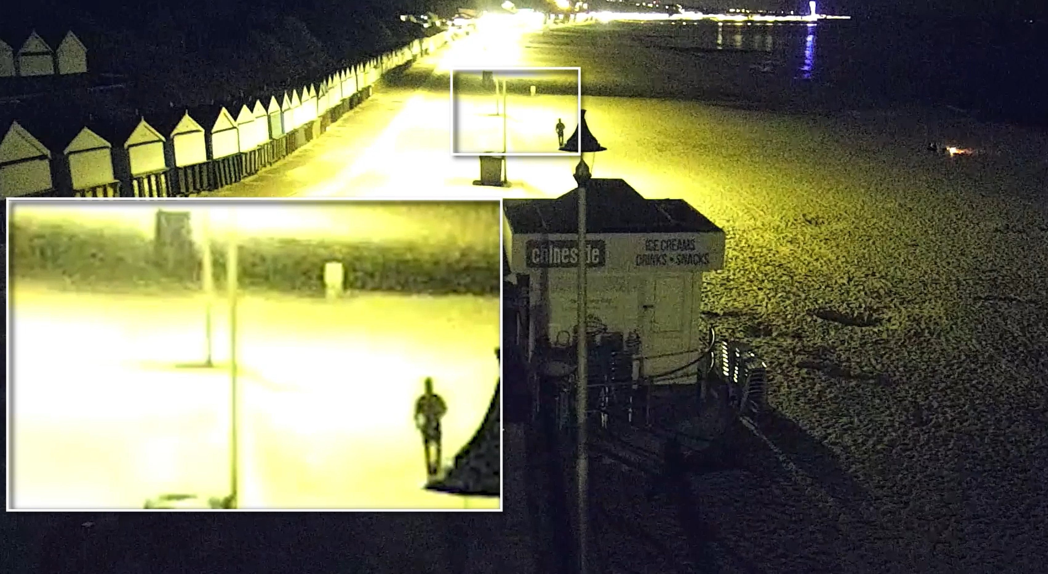 An image from CCTV footage of a man said to be Nasen Saadi walking along the promenade on Bournemouth seafront on the night of 24 May