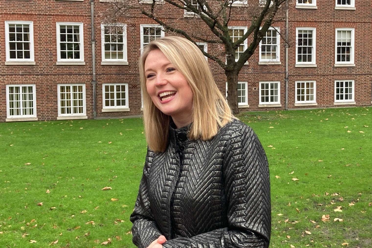 Barrister Charlotte Proudman speaking to the media in Grays Inn Square (PA)