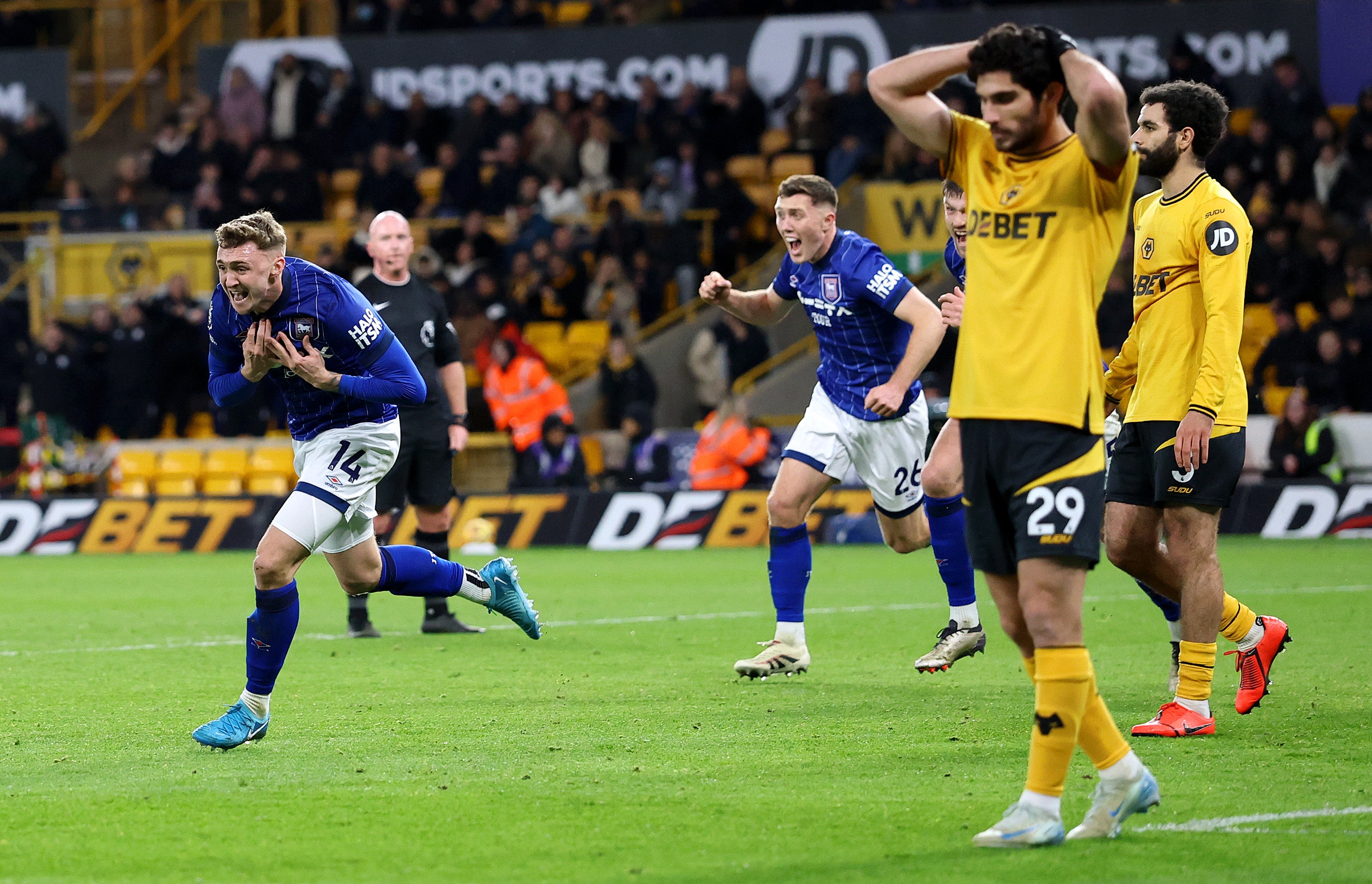 Ipswich celebrated a vital win as Wolves were left bereft