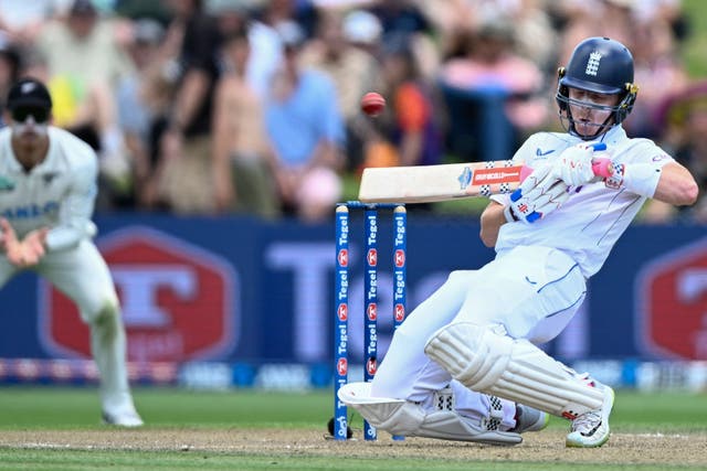 England’s Ollie Pope bats during play on day two of the third cricket test between England and New Zealand in Hamilton, New Zealand (Andrew Cornaga/Photosport via AP)