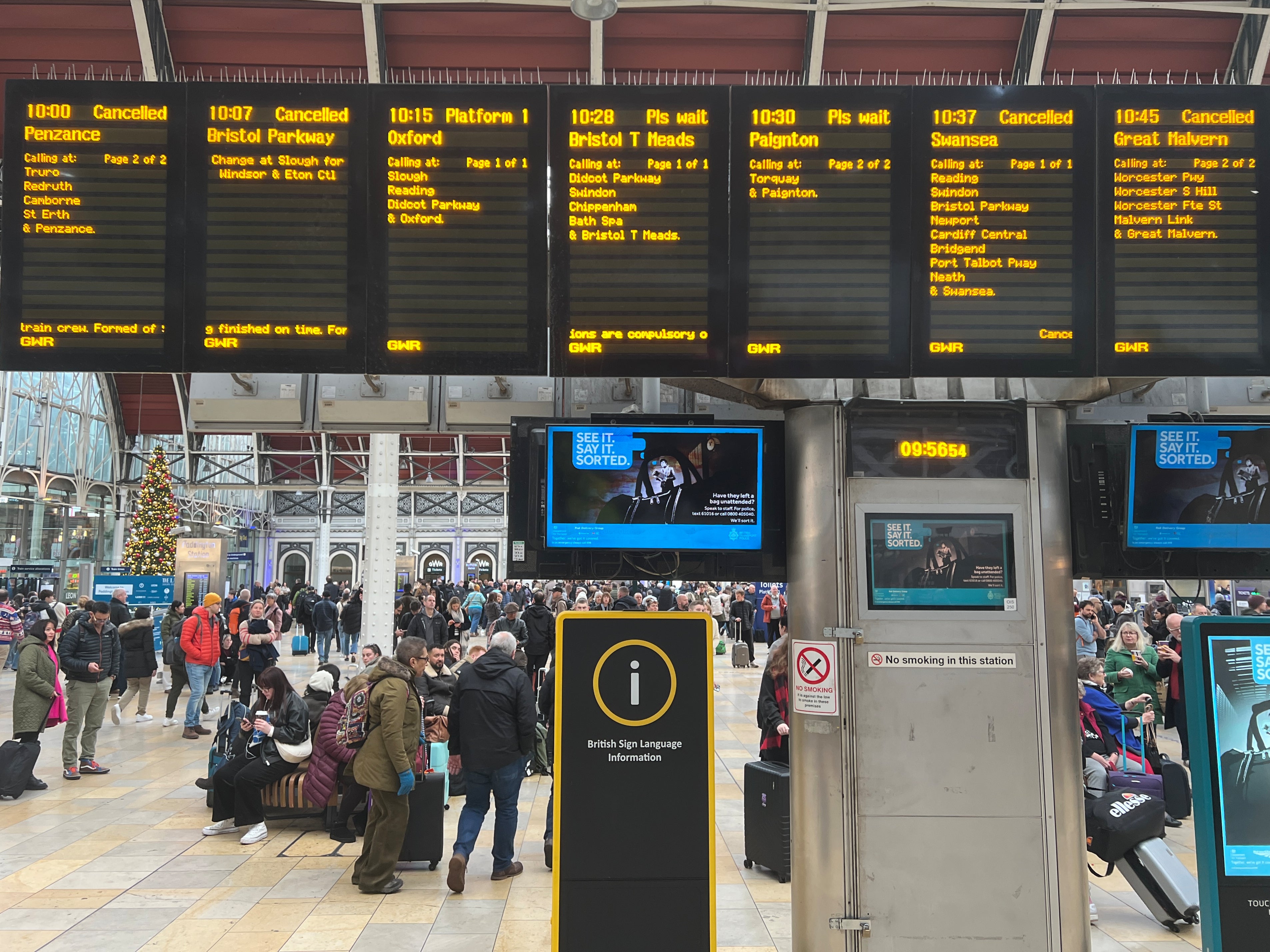 Going places? Departure board at London Paddington station on 15 December 2024