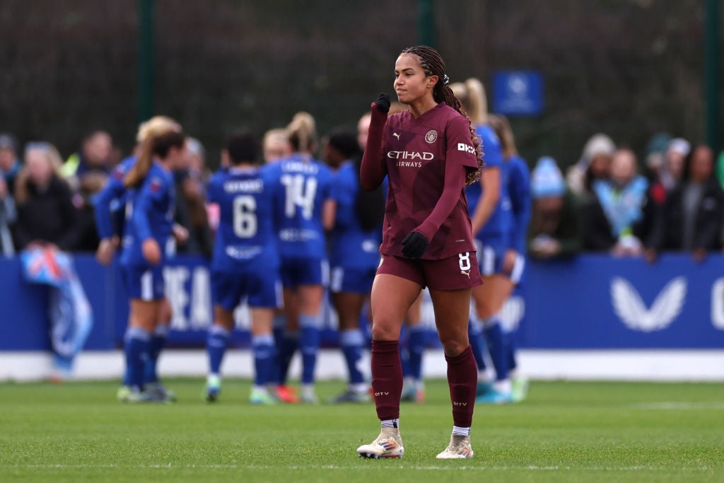 Mary Fowler looks on as Everton stunned Man City