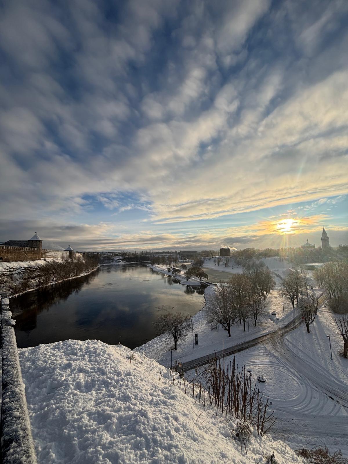 The view of Ivangorod from Narva looking over the Narva Reservoir