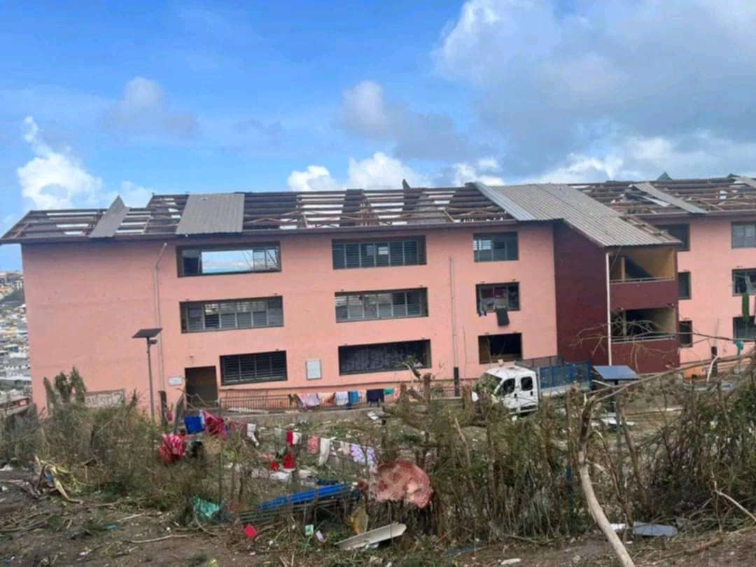 The destroyed Cavani primary school in the capital Mamoudzou on Saturday