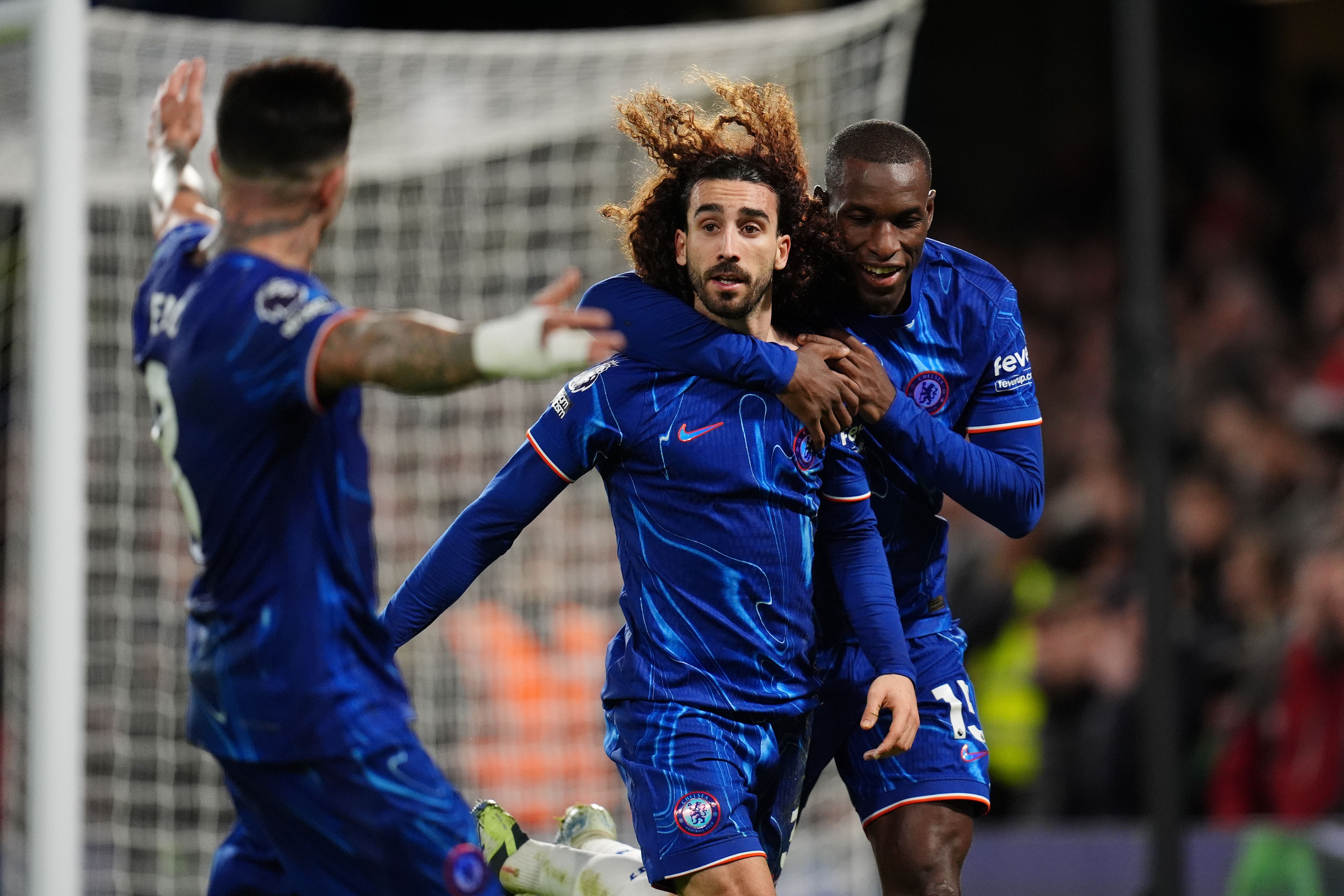 Cucurella celebrates after scoring the opening goal