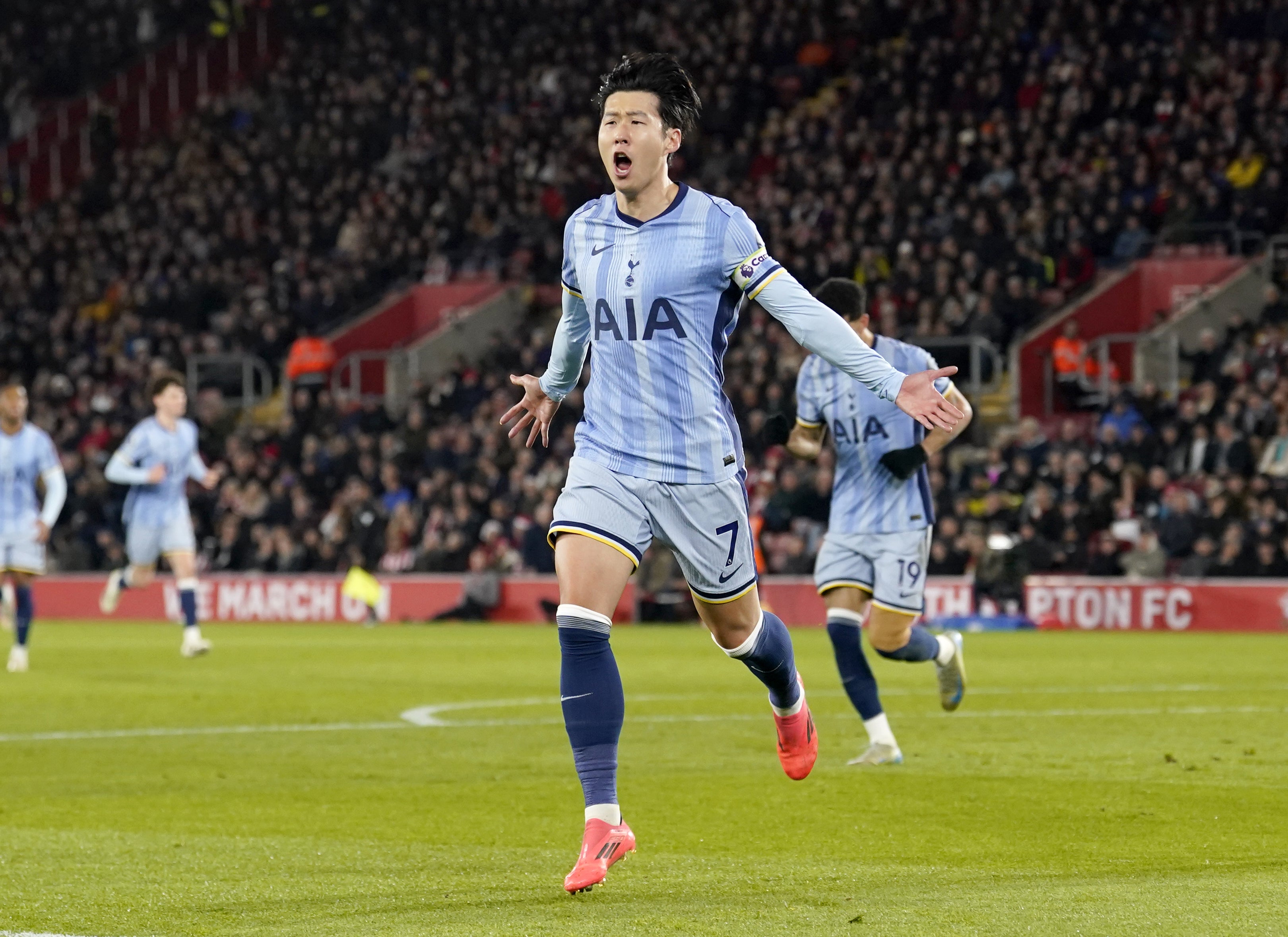 Son Heung-Min was on target with Tottenham’s second goal (Andrew Matthews/PA)