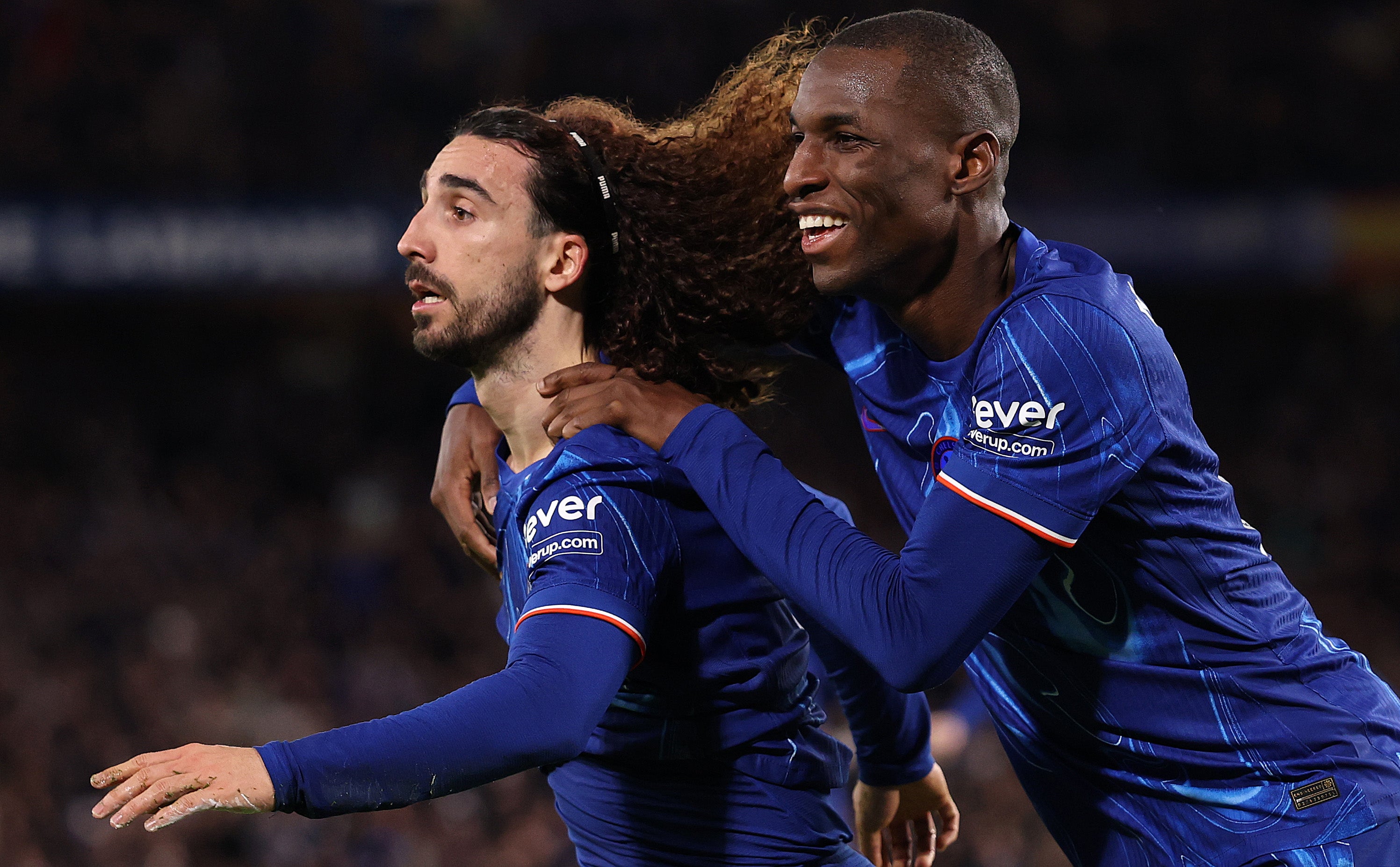 Cucurella celebrates scoring his team's first goal