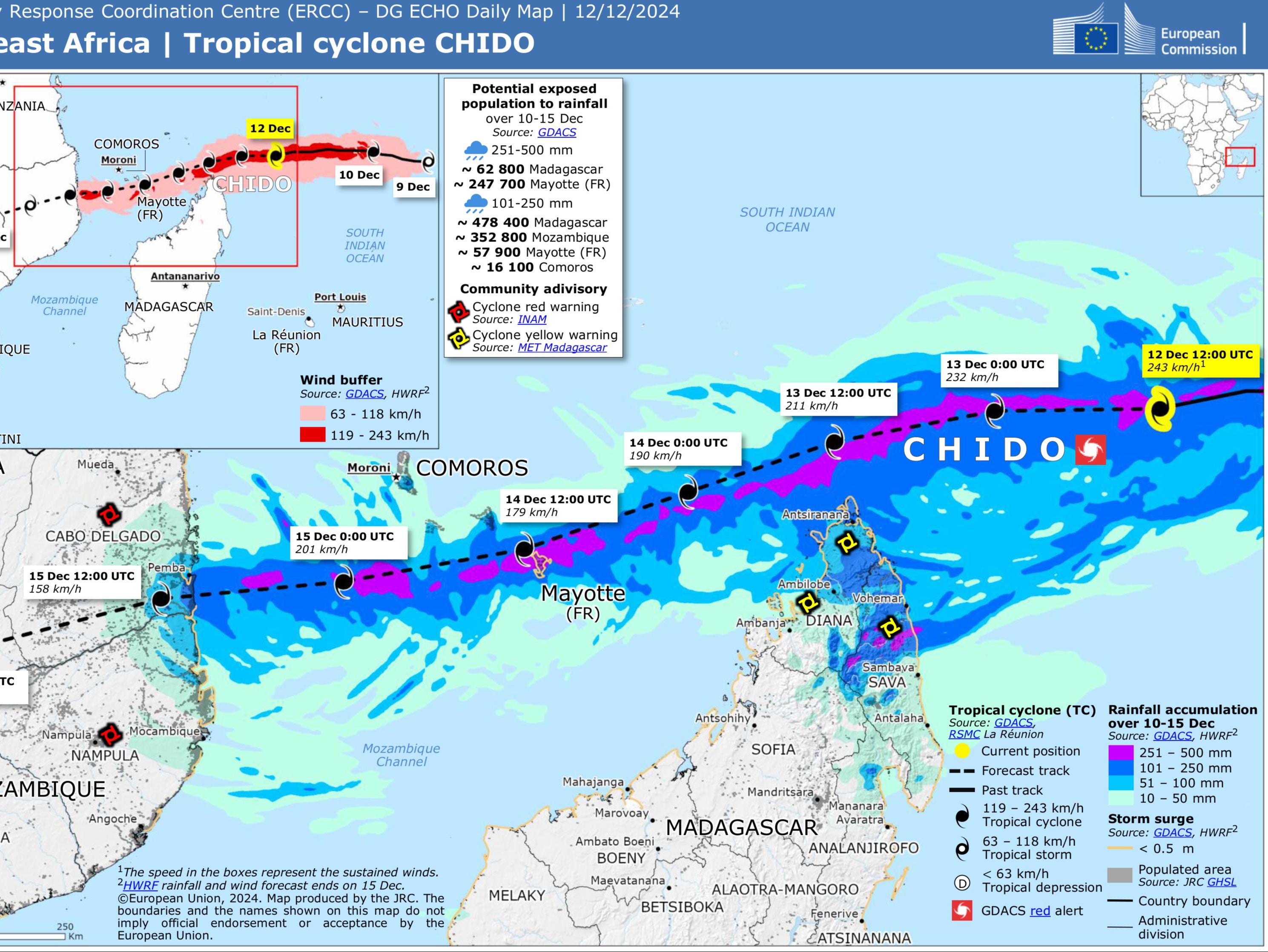 Cyclone Chido rapidly intensified into a Category 4 equivalent storm