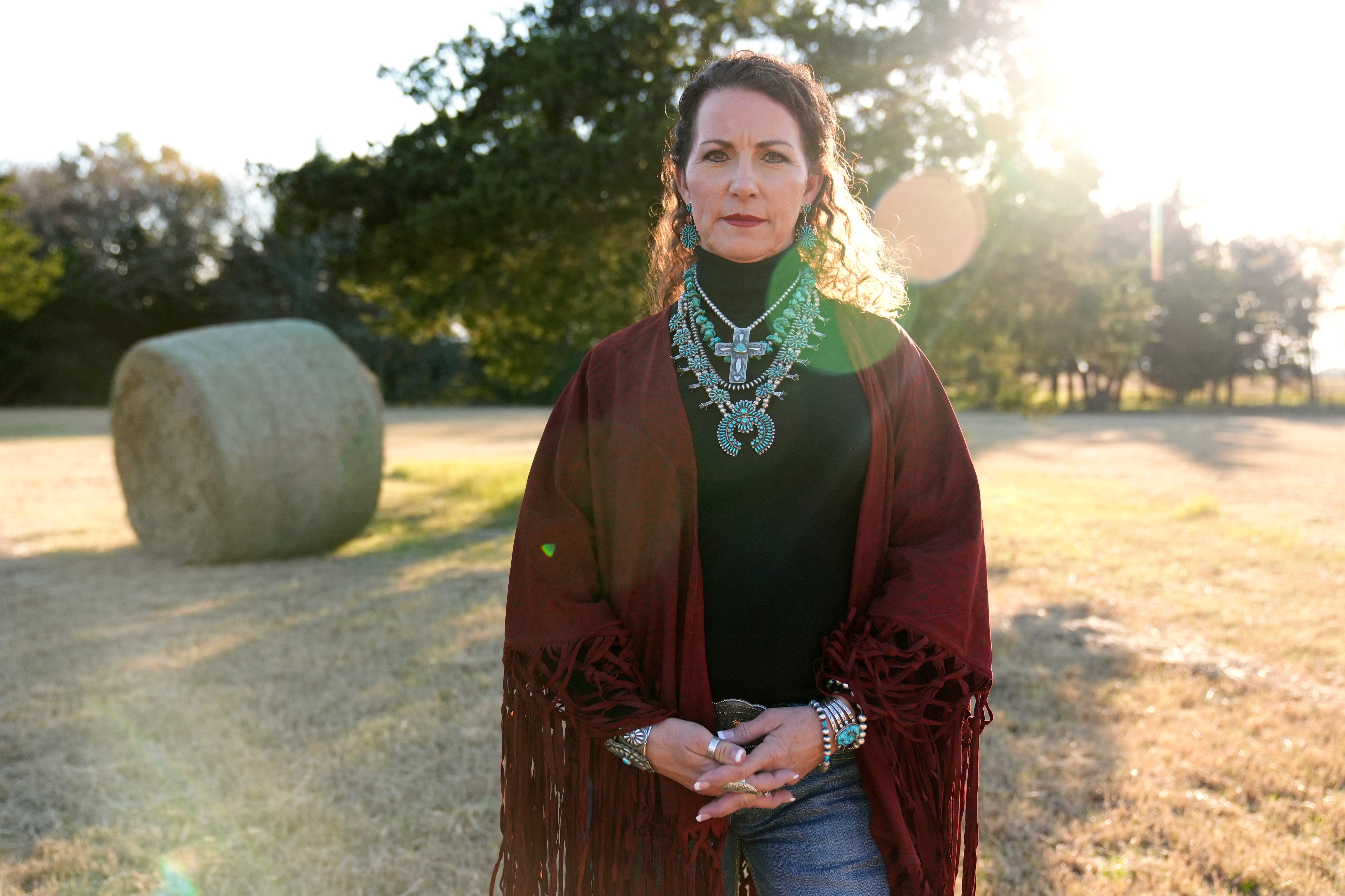 Sheri Autrey poses for a photo at her home in Cumby, Texa