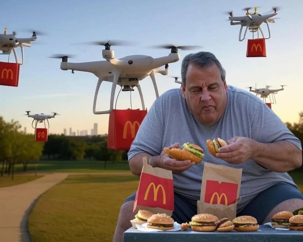 <p>Donald Trump shared a cruel AI-generated post of one-time Trump support and former New Jersey Governor Chris Christie gobbling McDonald’s burgers while surrounded by drones </p>