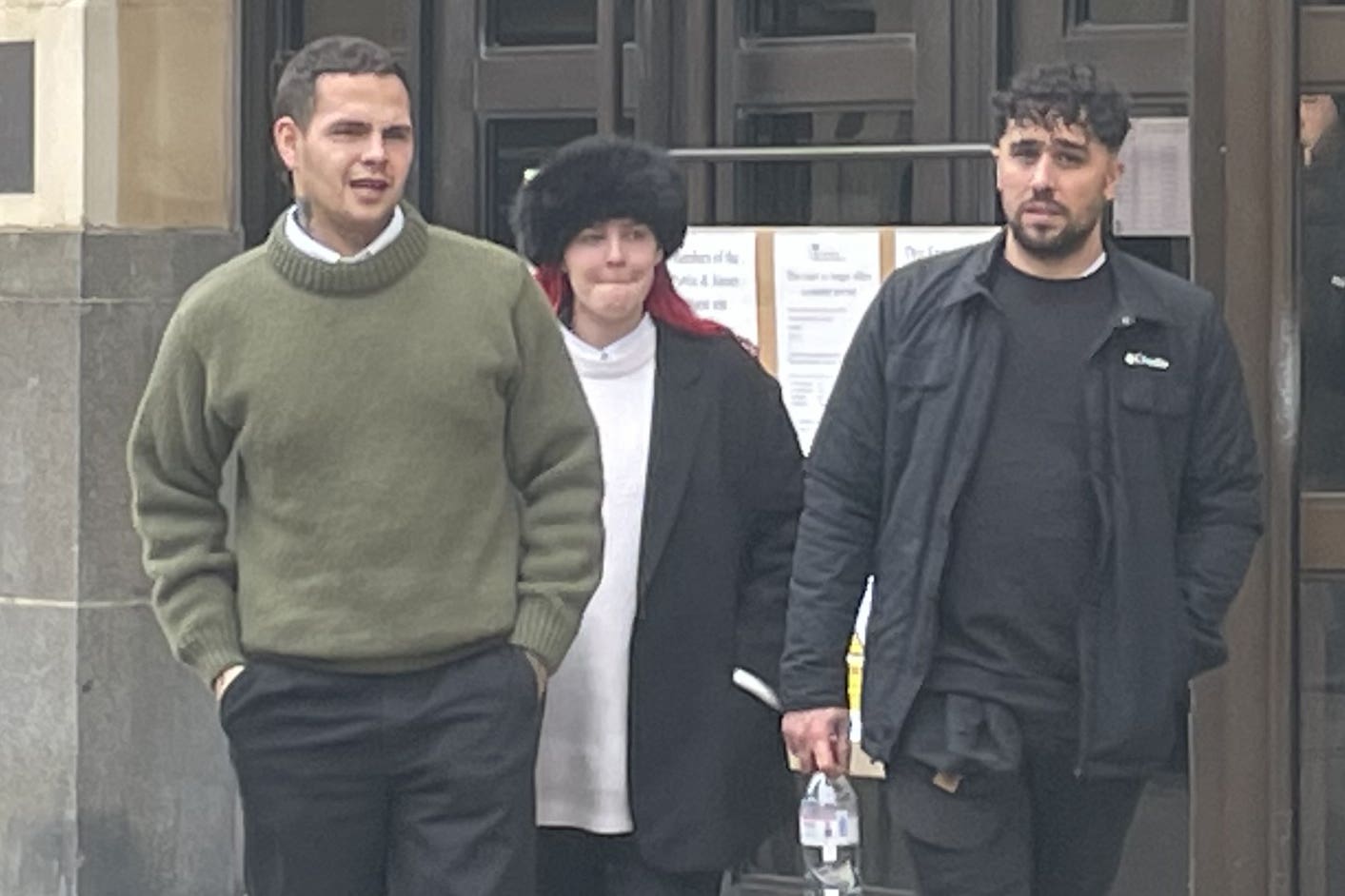 Tyron Frampton (left), known by the stage name Slowthai, accompanied by his wife Anne-Marie, leaving Oxford Crown Court (Mathilde Grandjean/PA)