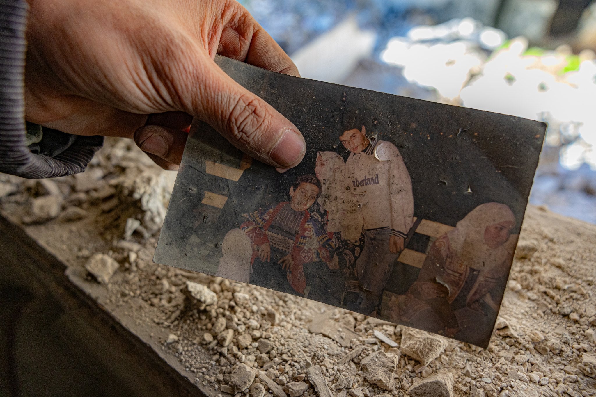 The charred remains of a childhood photograph found by Abu Billal