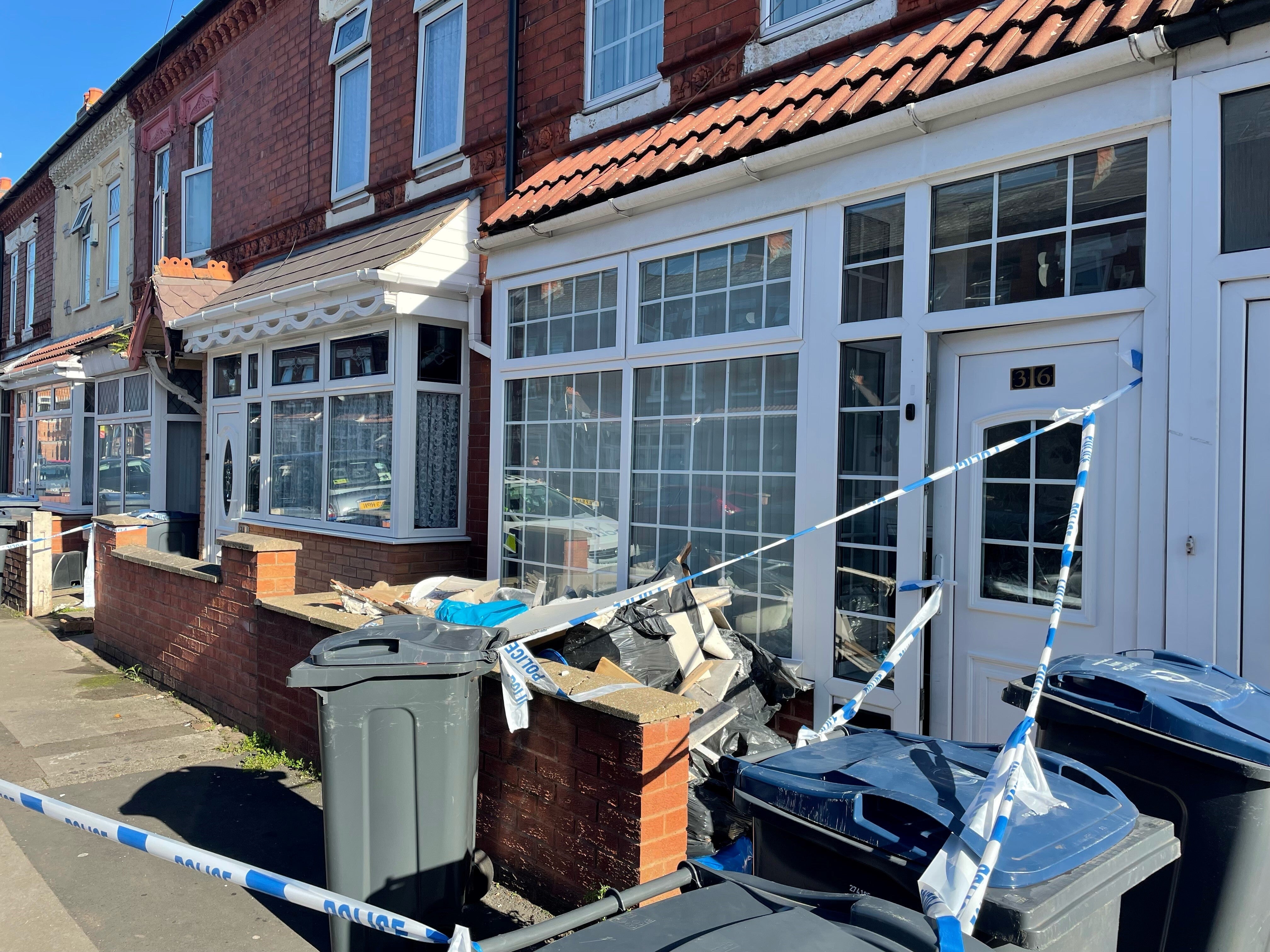 The scene in Dovey Road in Sparkhill, Birmingham