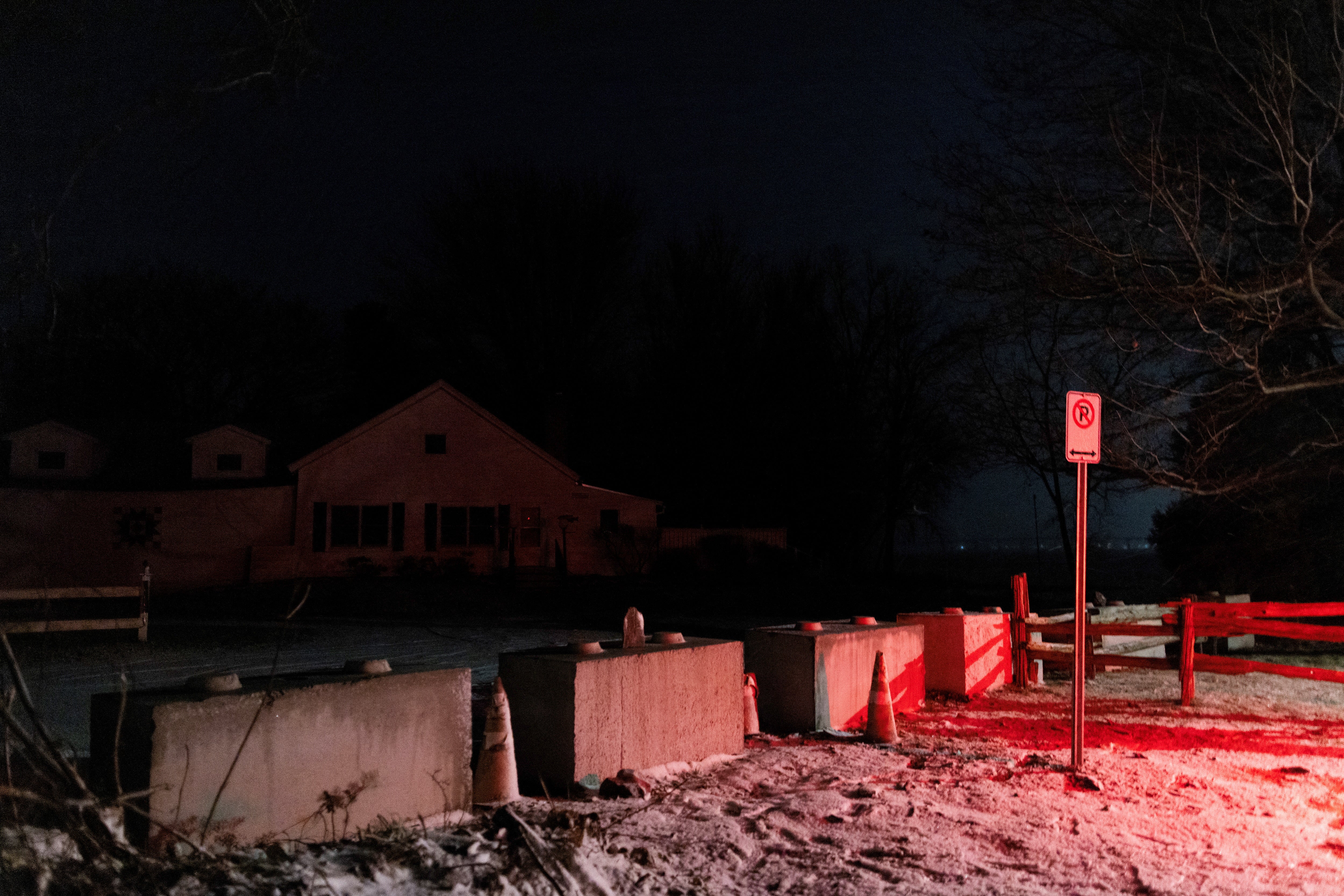 A view of the Canada-U.S. border barrier during a patrol with the Royal Canadian Mounted Police in Saint-Georges-de-Clarenceville, Quebec, Canada December 5, 2024.