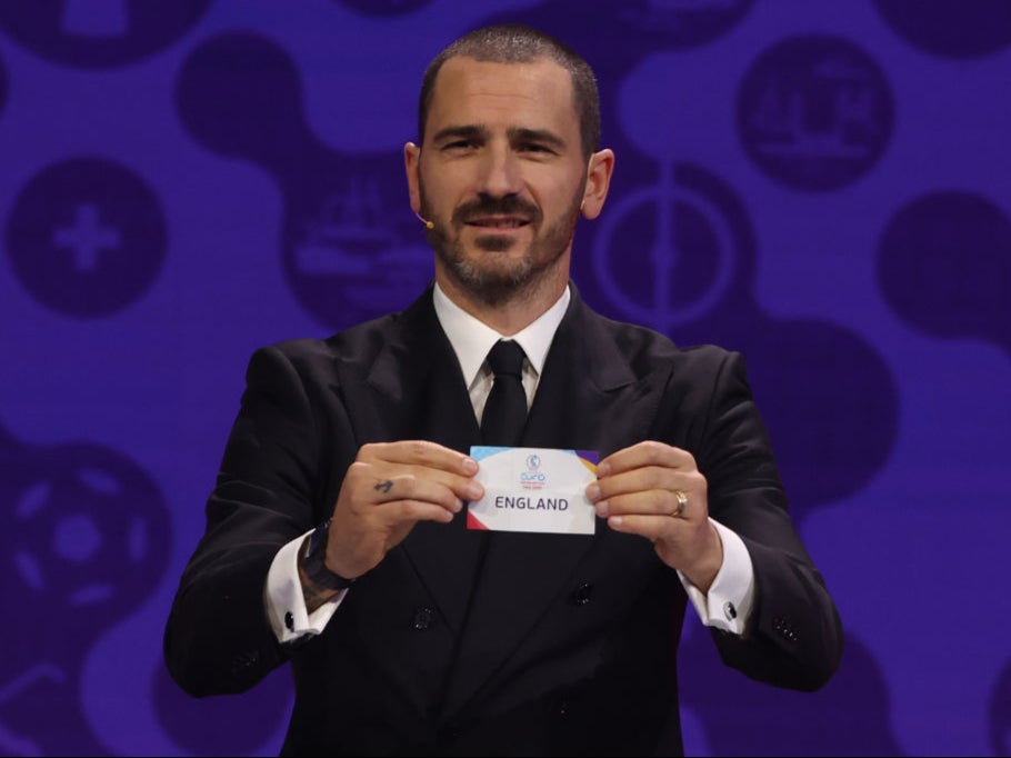 Former Italy captain and Euros winner Leonardo Bonucci drew England’s name from the hat