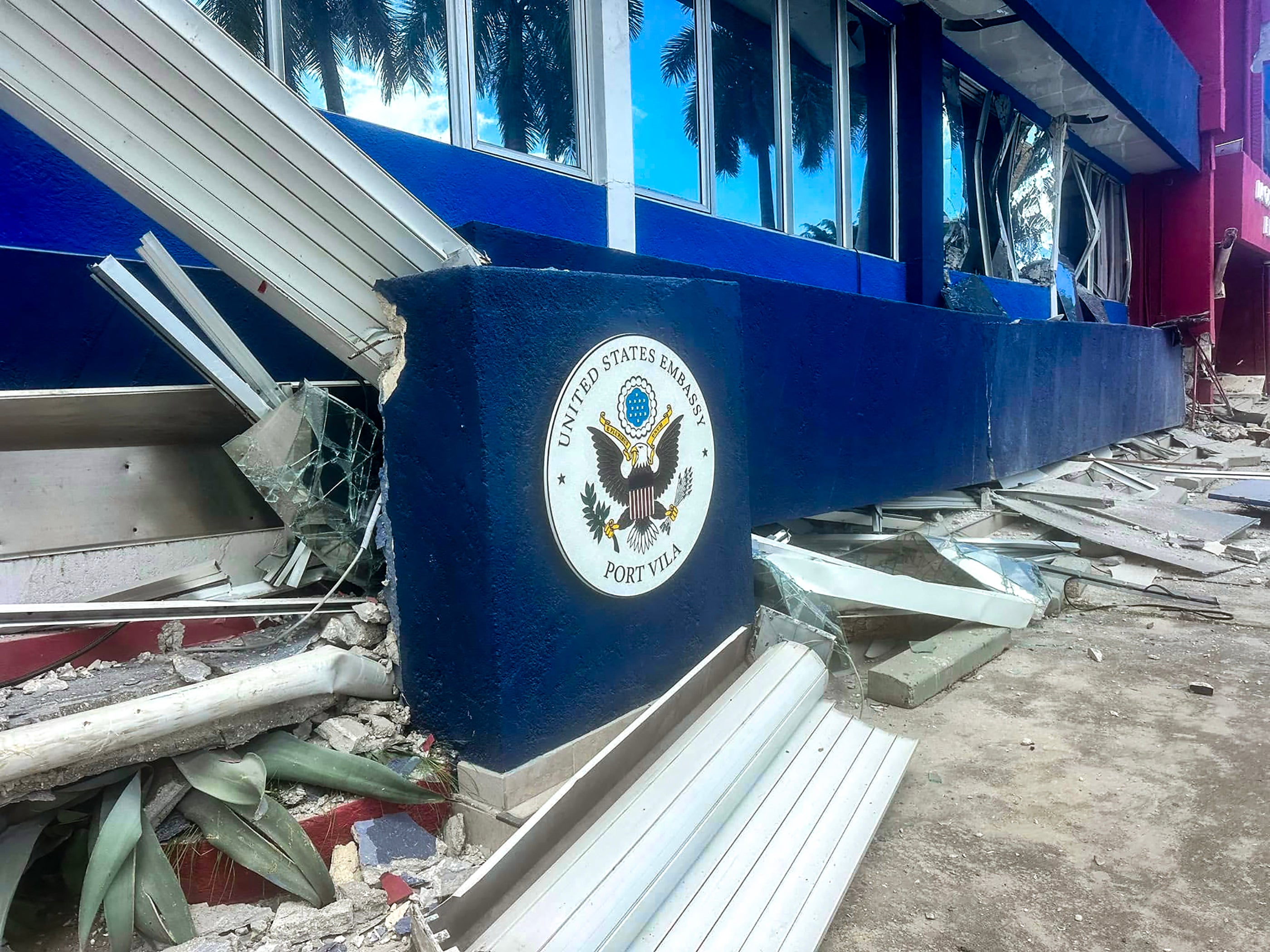 This handout image taken from the Facebook account of Michael Thompson on 17 December 2024 shows a general view of the damage incurred by the building housing the United States Embassy in Vanuatu's capital Port Vila after a powerful earthquake hit the Pacific island