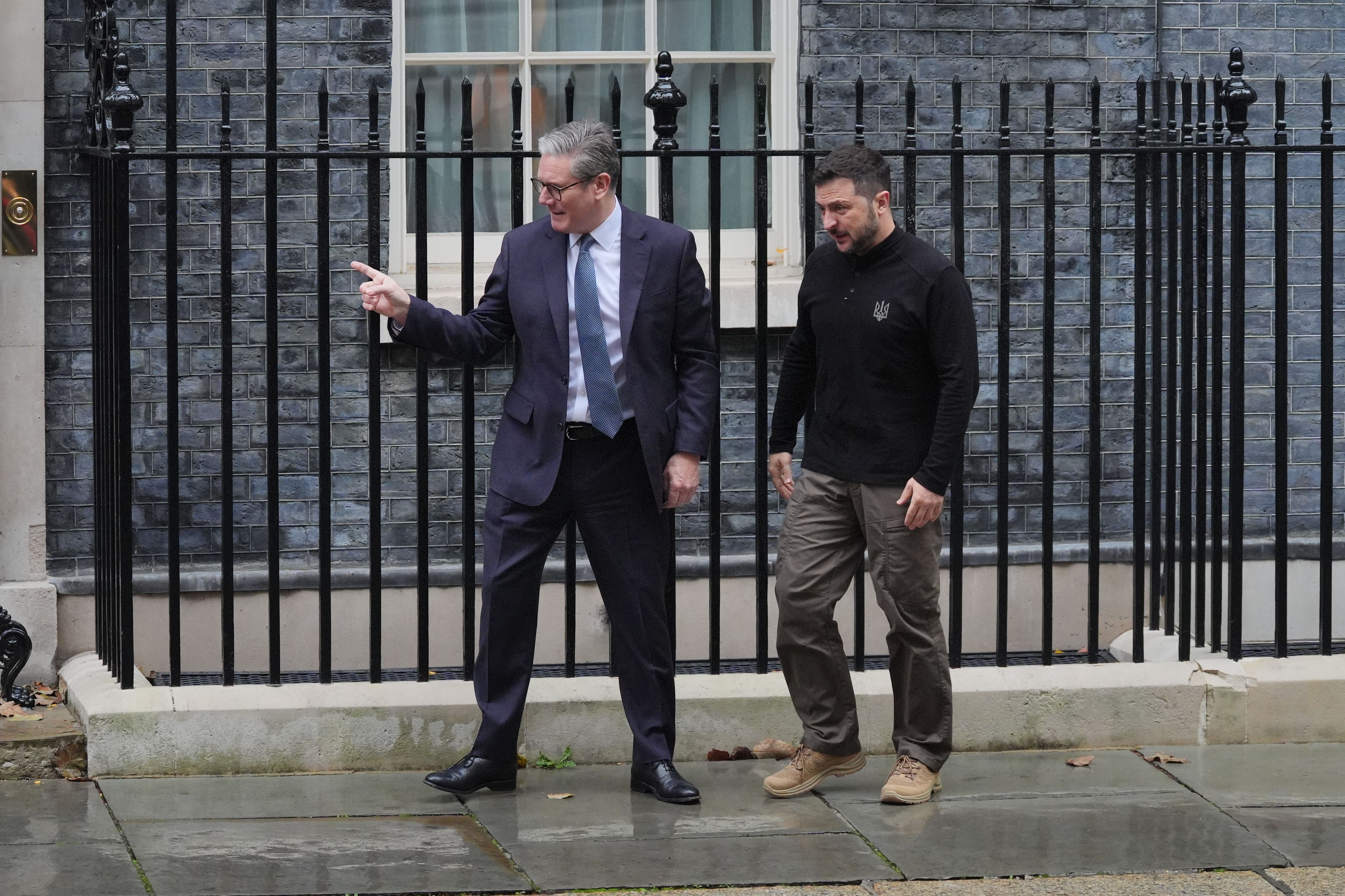 Ukrainian President Volodymyr Zelensky was greeted by Prime Minister Sir Keir Starmer in Downing Street in October (Jonathan Brady/PA)