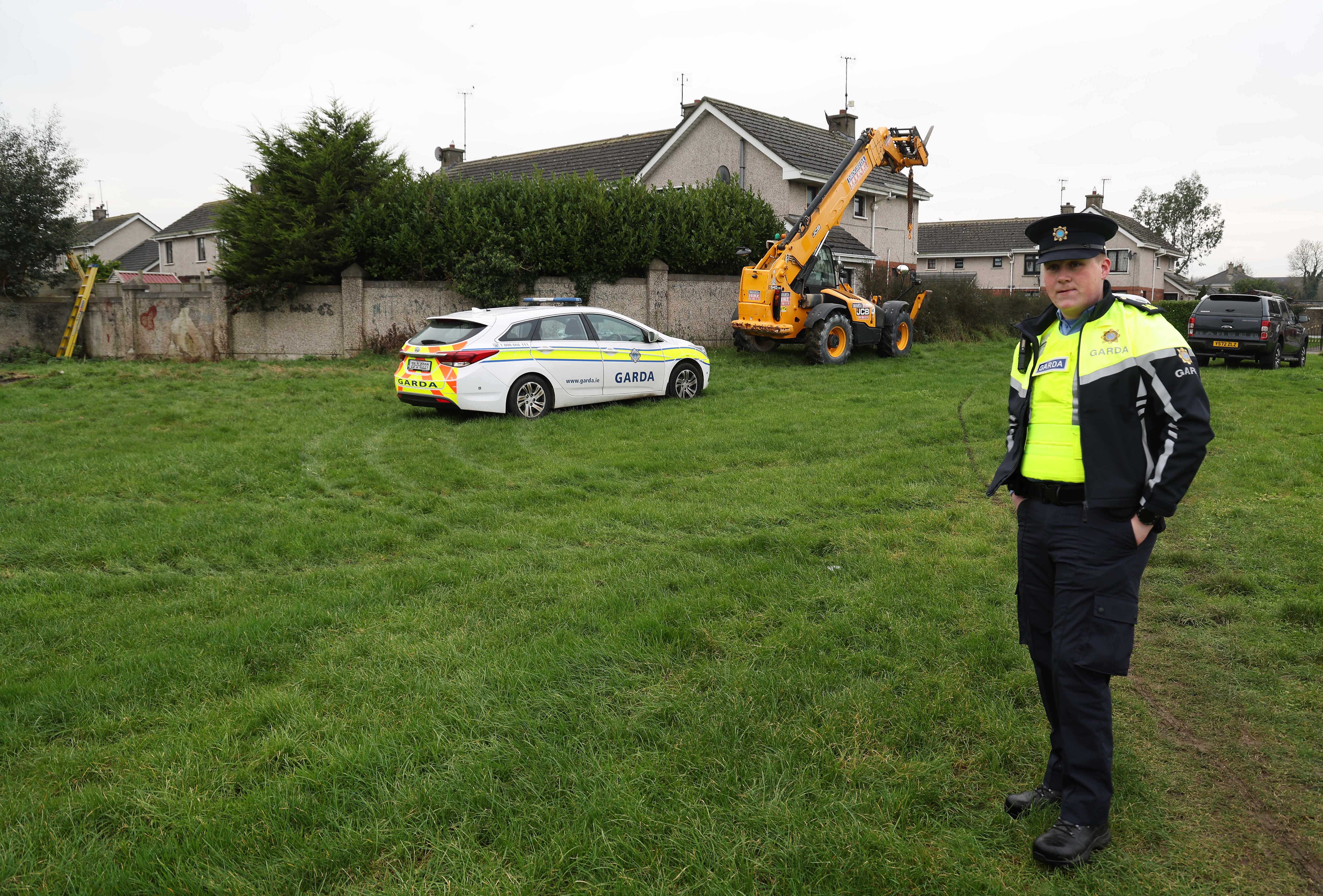 A garda officer in Drogheda, where police carried out a forensic search in relation to the disappearance of Kyran