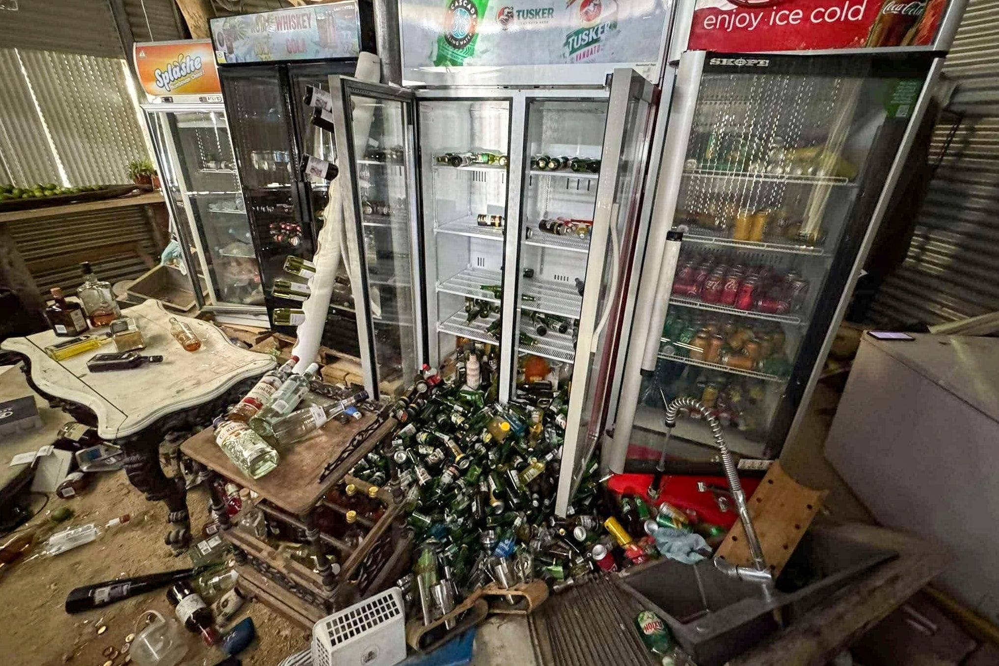 The inside of a building damaged is seen in Port Vila, Vanuatu, following a powerful earthquake Tuesday, 17 Dec 2024