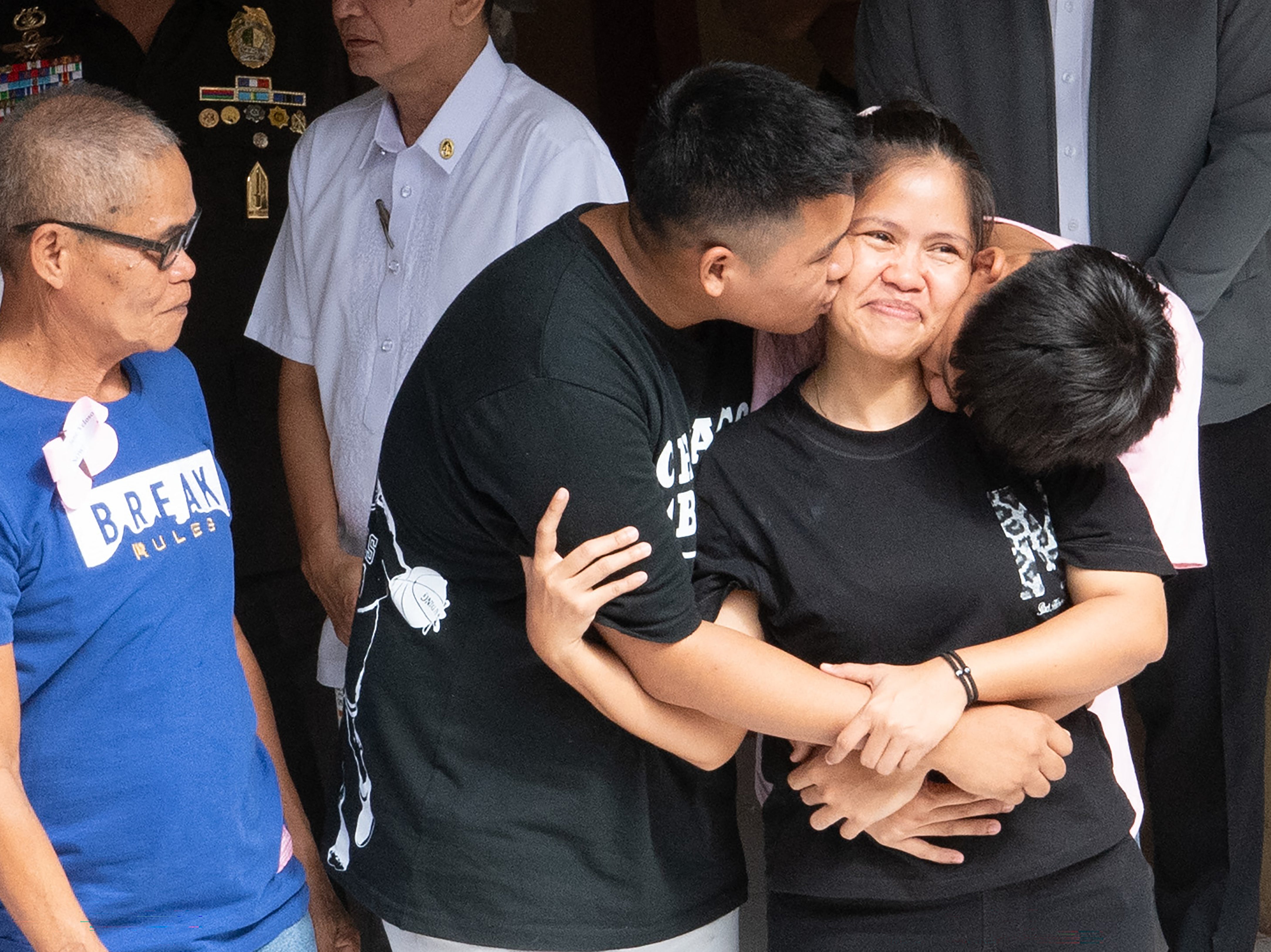 Mary Jane Veloso is reunited with her sons and her father in Manila, Philippines, on 18 December 2024