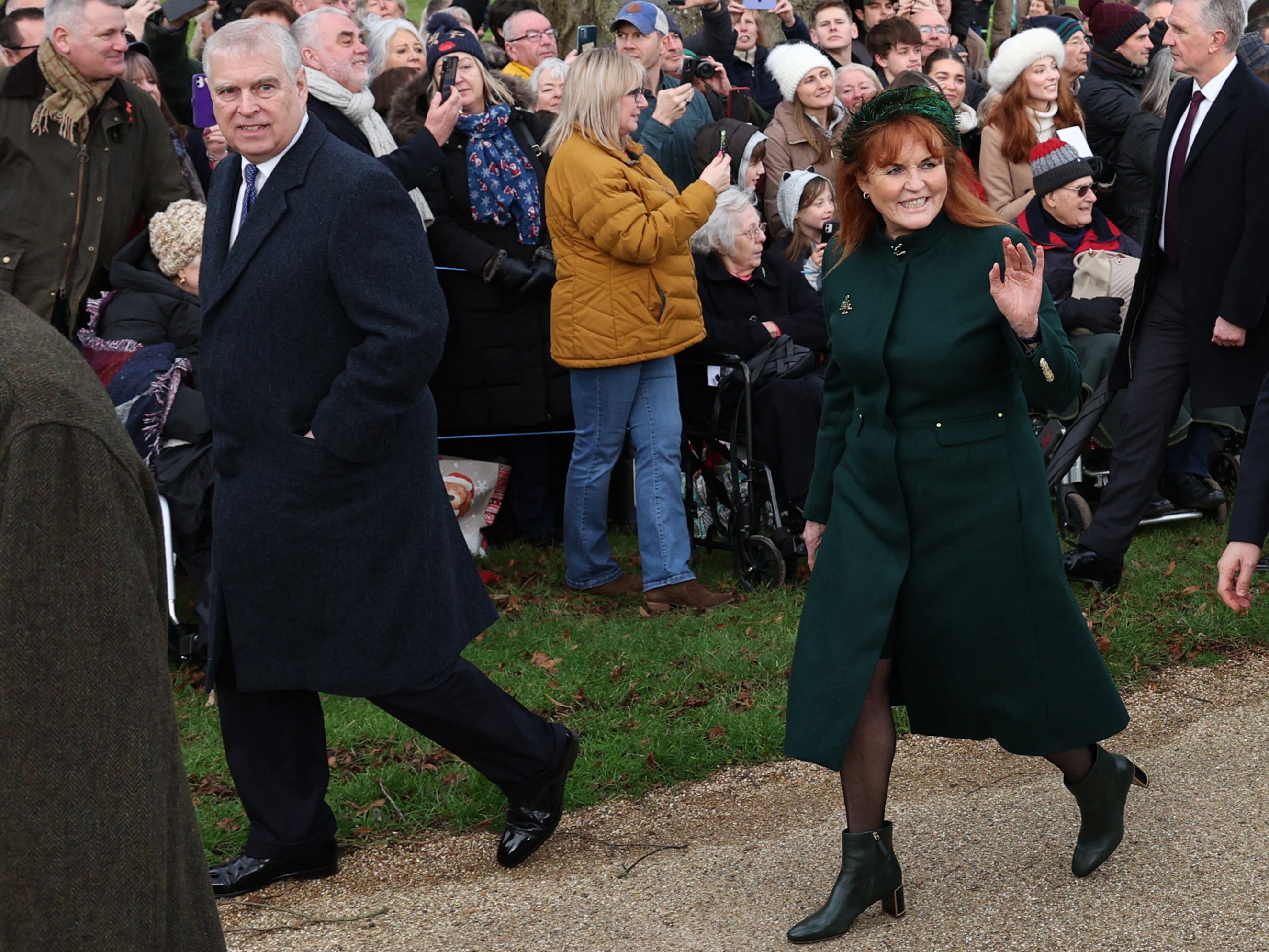 Andrew and Sarah Ferguson arrive for the Royal Family's traditional Christmas Day service at Sandringham last year
