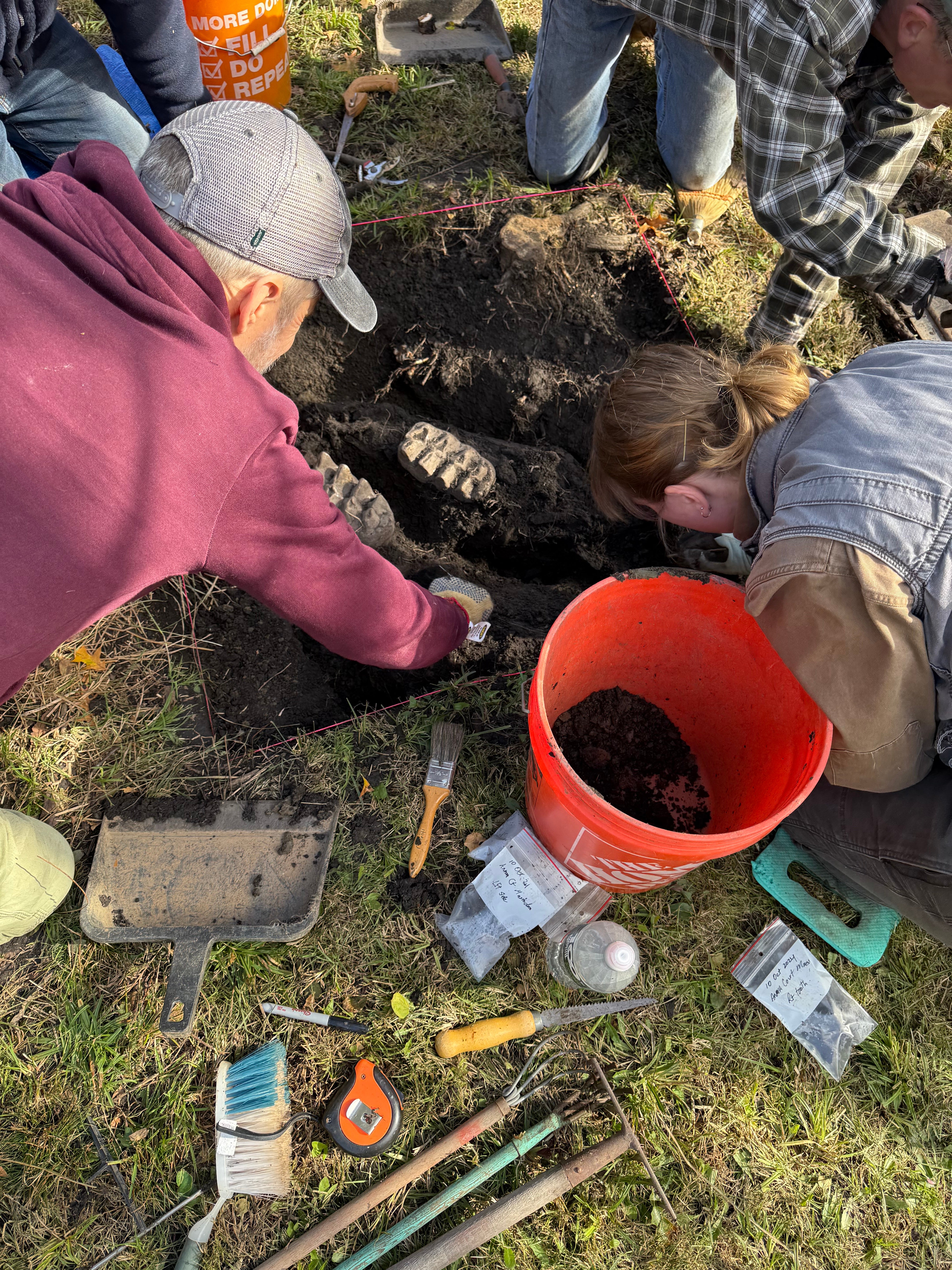 Excavators work to dig out the mastodon jaw and other bone fragments. They plan to use the fossils to understand more about the creature’s life and living conditions