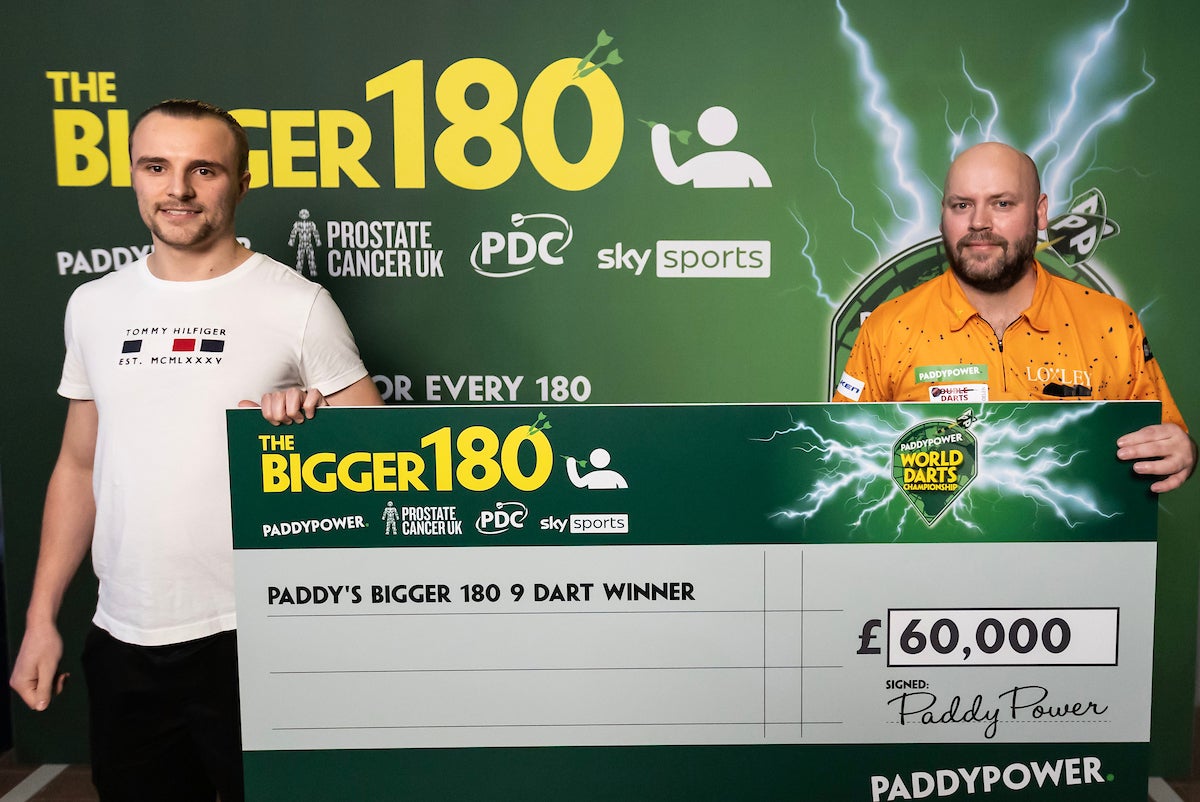 Lucky fan Kris from Sutton has won £60,000 after Christian Kist’s nine-dart finish