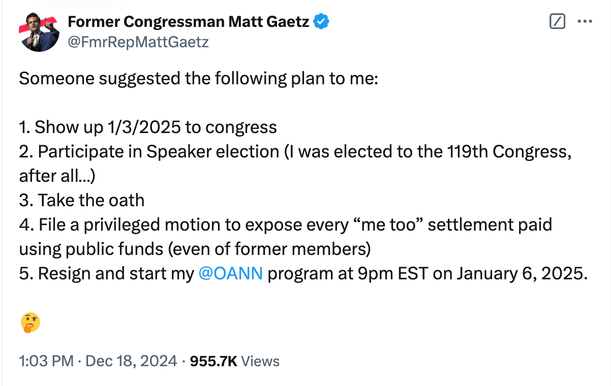 Matt Gaetz said he could expose lawmakers he claims made ‘me too’ payoffs with public funds