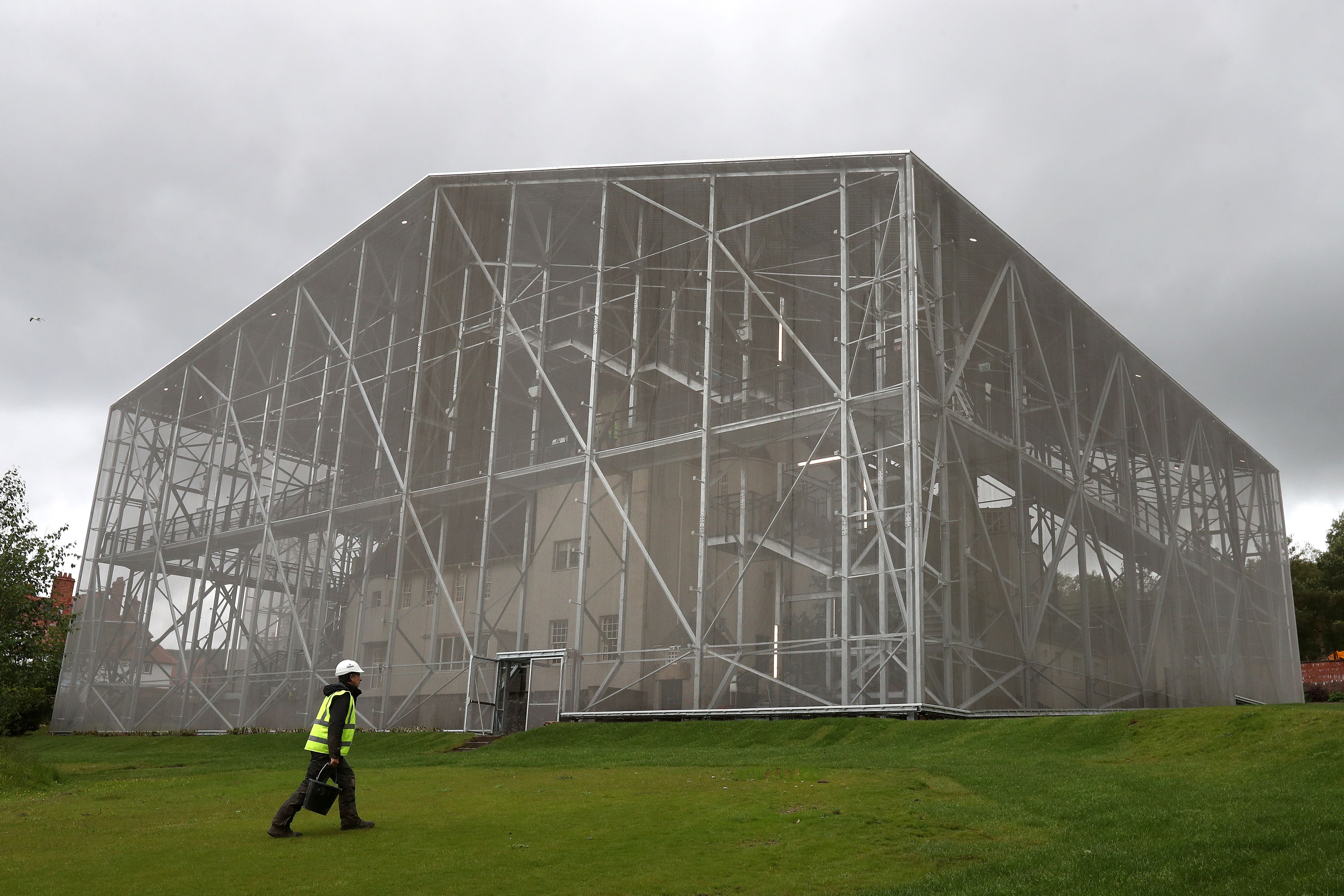 The steel box around the Hill House will remain in place until 2028 (Andrew Milligan/PA)