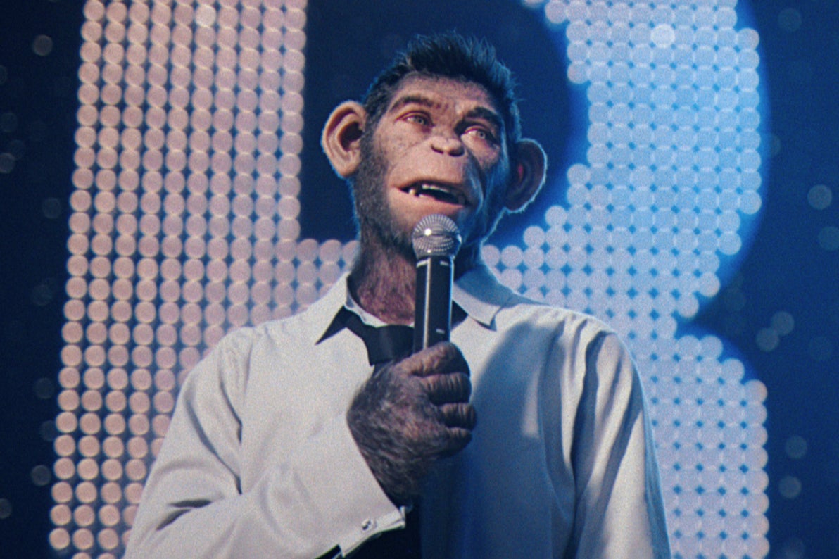 Monkey business: Jonno Davies as Robbie Williams in ‘Better Man’