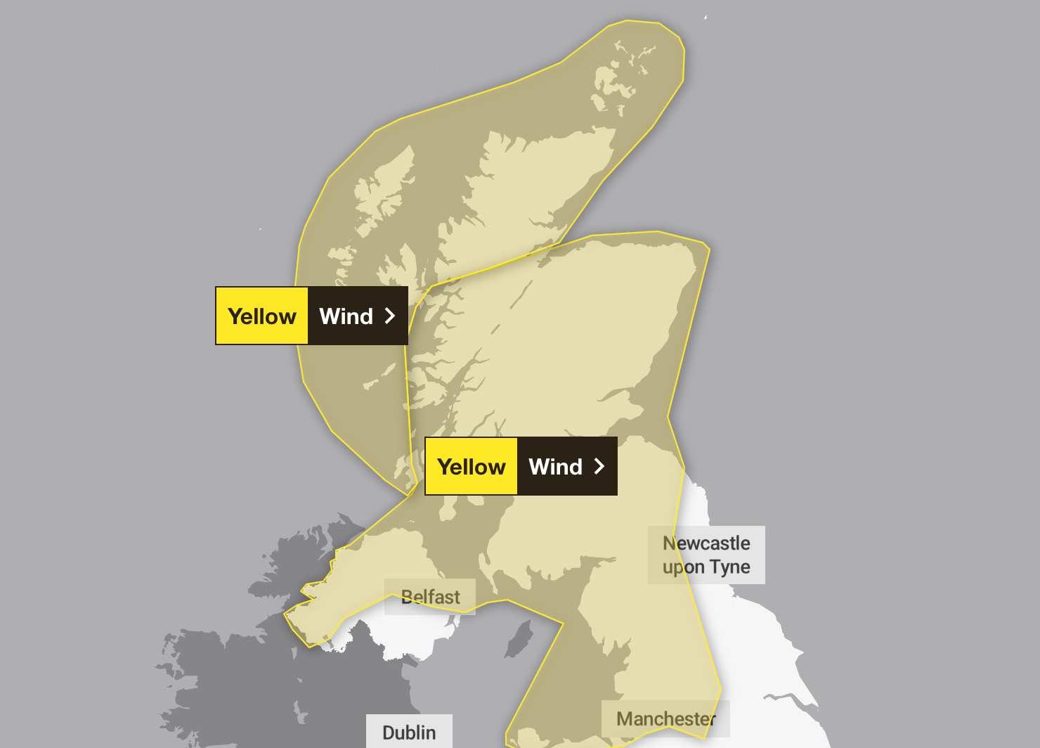 Met Office issues yellow weather warnings for Saturday 21 December