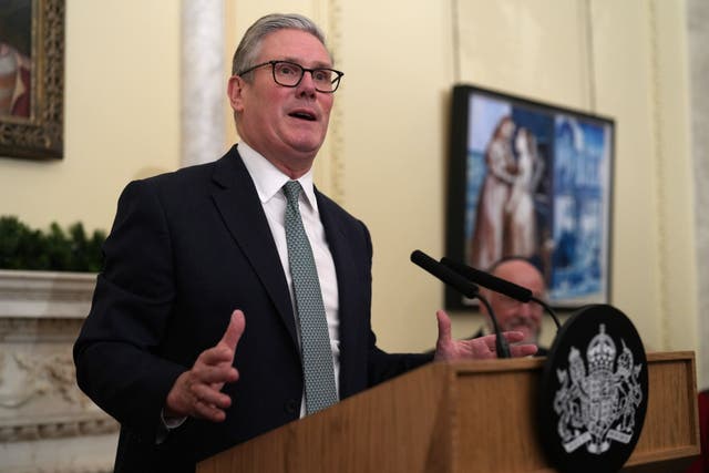 Prime Minister Sir Keir Starmer speaks during a reception to celebrate Chanukah at 10 Downing Street, London (PA)